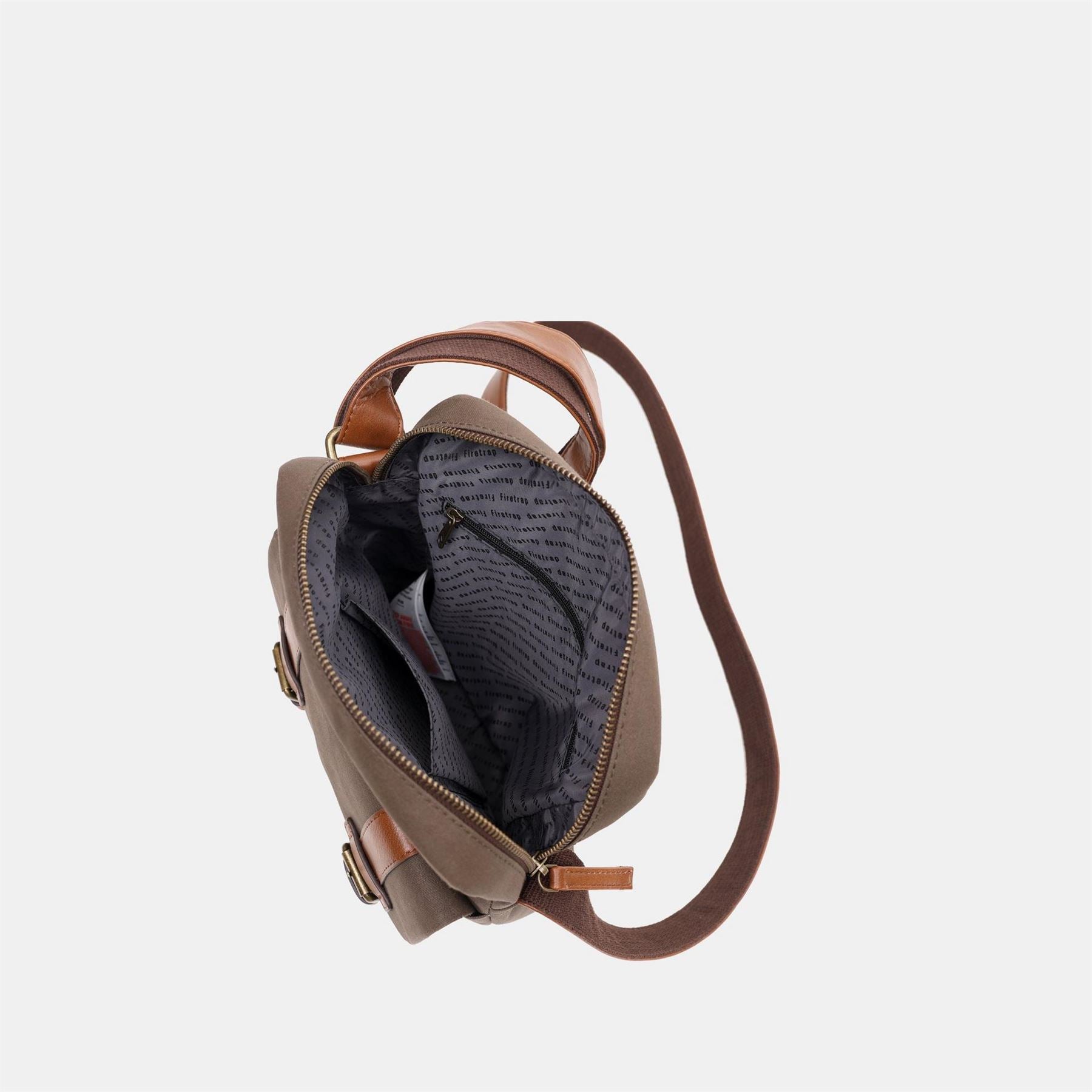 Firetrap Rectangle Shaped Cross Body Bag with Antique Brass Hardware