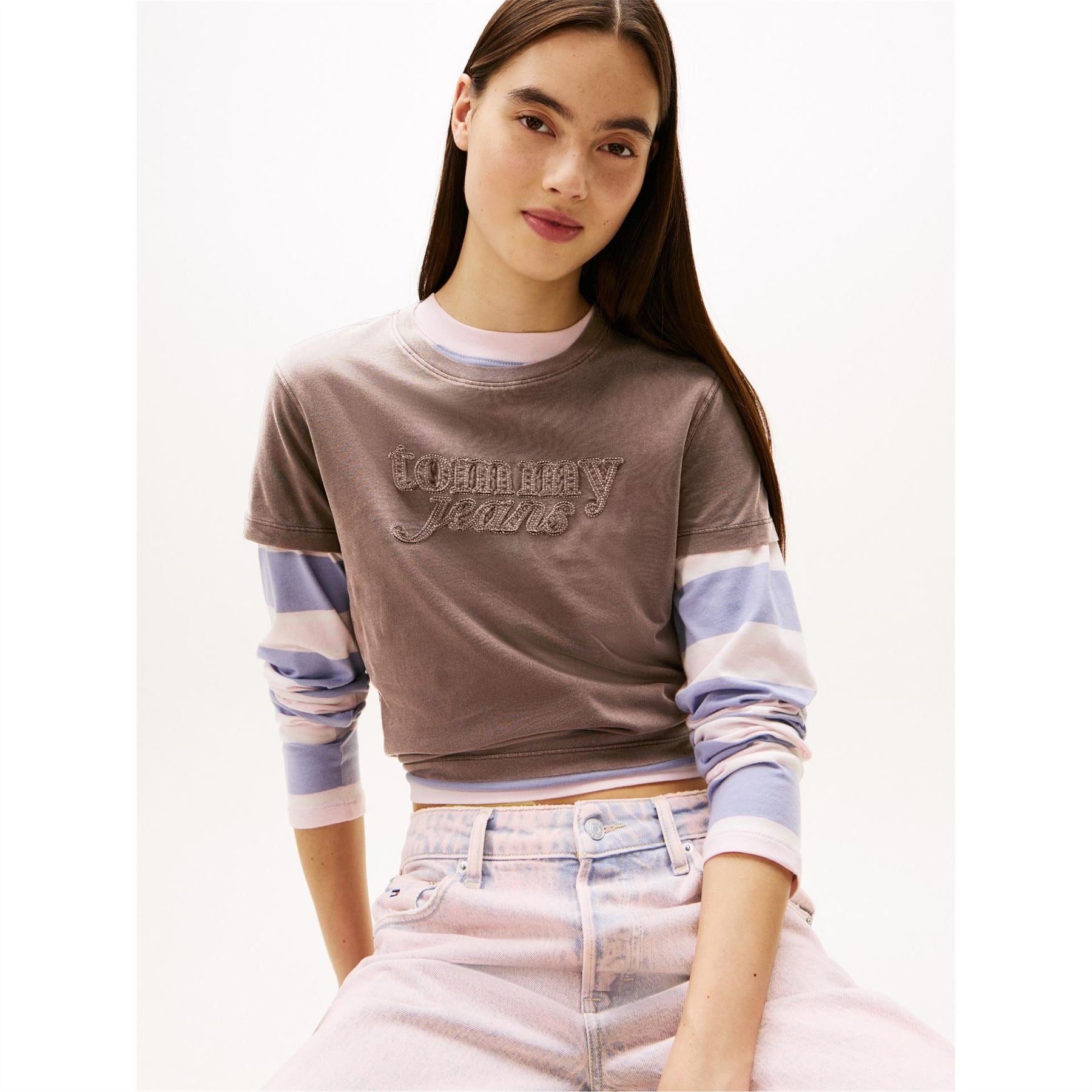 Tommy Jeans Script Lacoste Lettering Crew Neck Short Sleeve T-Shirt