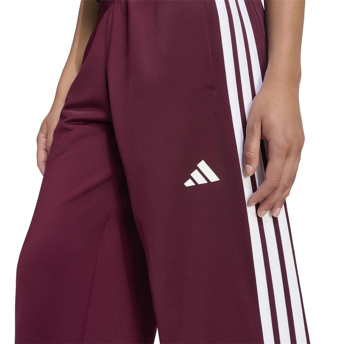 adidas Three Stripes Wide Leg Mid Rise Athletic Pants