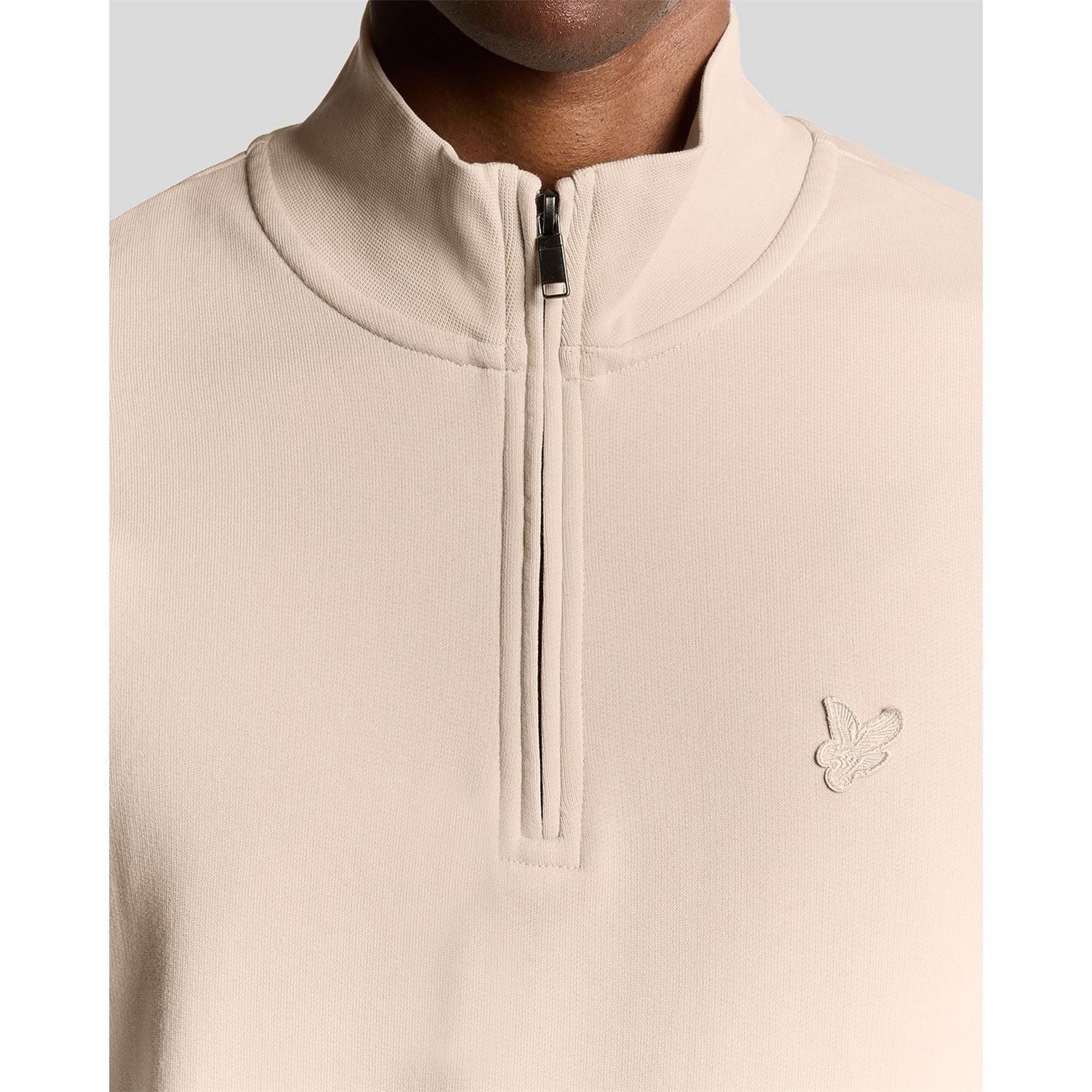 Lyle and Scott Zip Neck Funnel High Collar Long Sleeve Sweatshirt