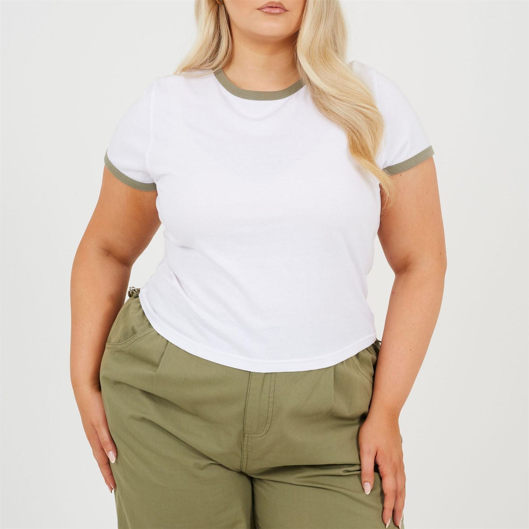 Brave Soul Plus Size Short Sleeve T Shit With Contrast Neck And Sleeve Rib