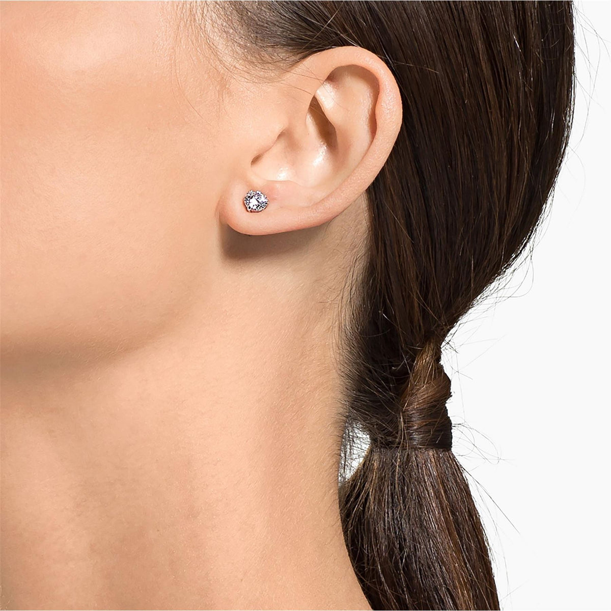 Swarovski Attract Stud Earrings, Round Cut, White, Rhodium Plated