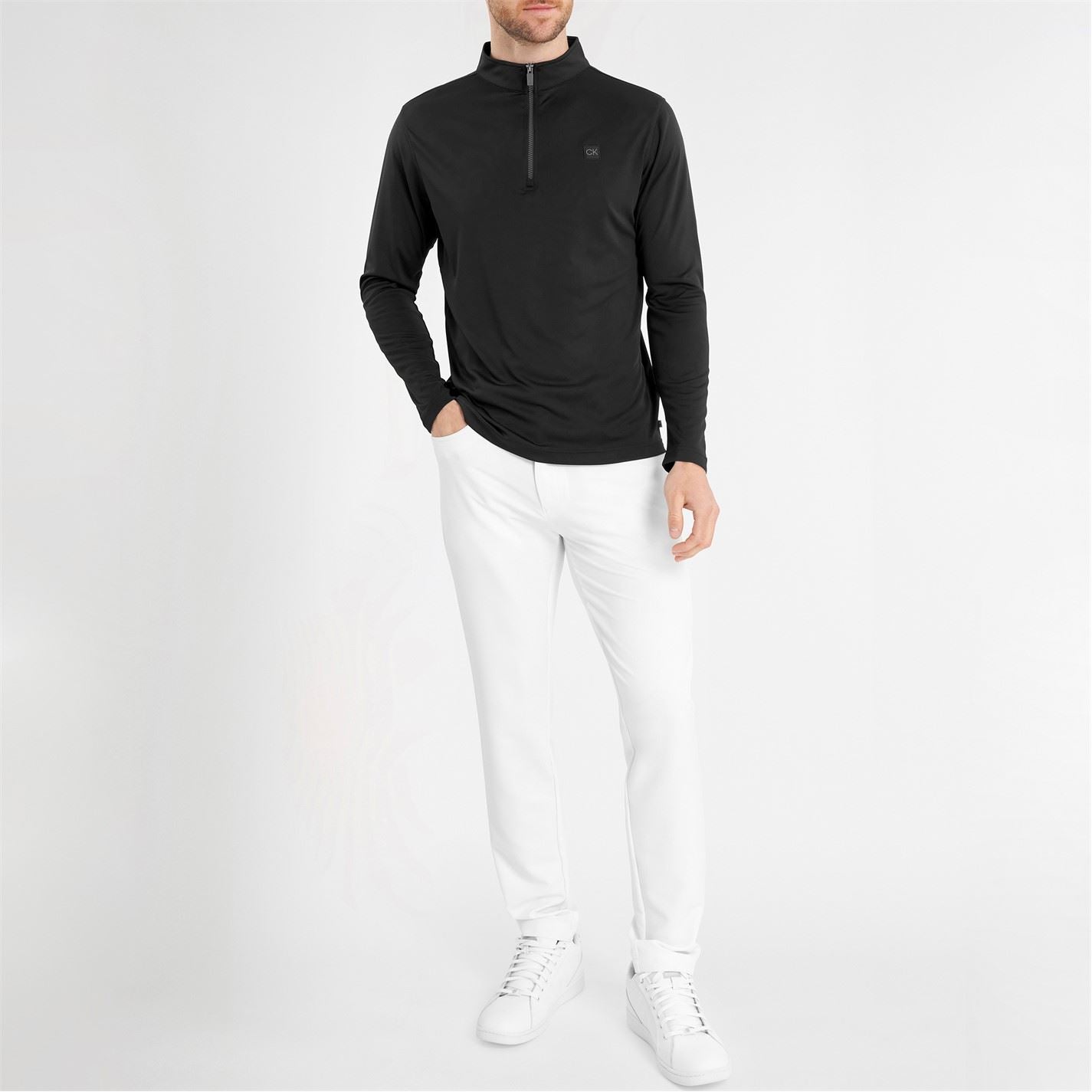 Calvin Klein Golf Regular Fit Zip Neck Long Sleeve Sweatshirt