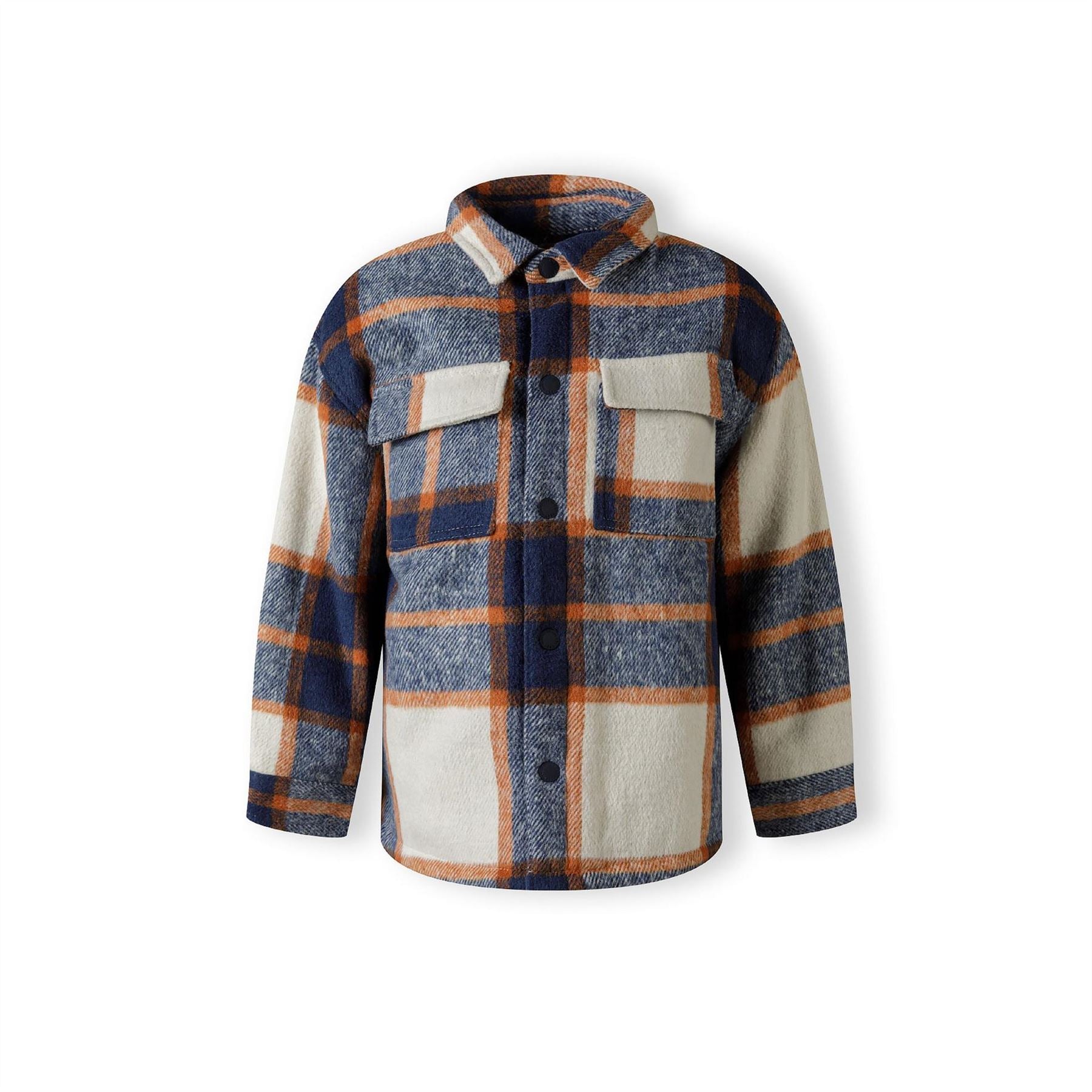 Minoti Boys Padded Shirt Jacket Wool Blend Blue Check