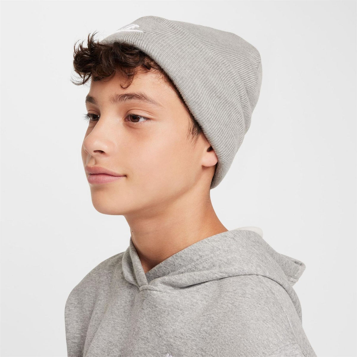 Nike Nsw Junior Wordmark Embroidered Logo Ribbed Cord Effect Fold Up Brim Beanie
