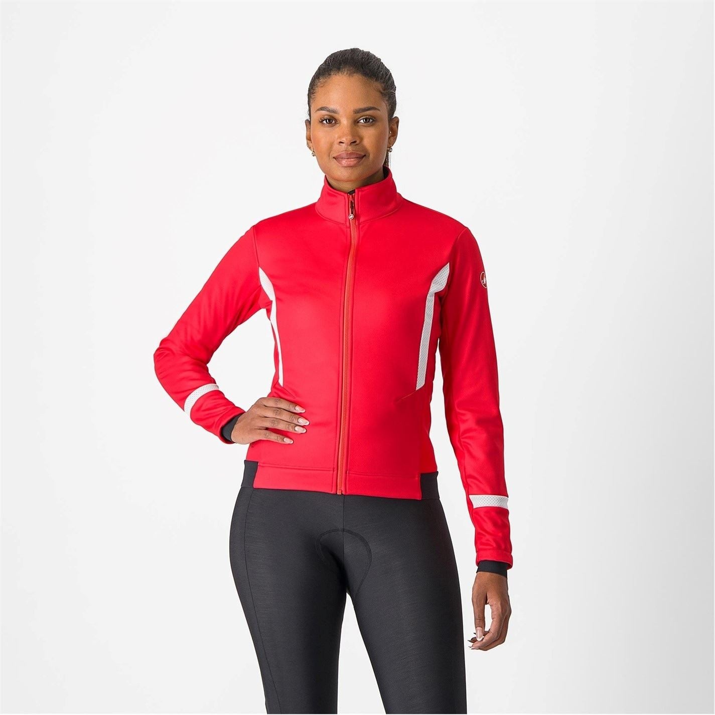 Castelli Dinam 2 Reflective Trim High Neck Ribbed Cuff Slim Fit Jacket