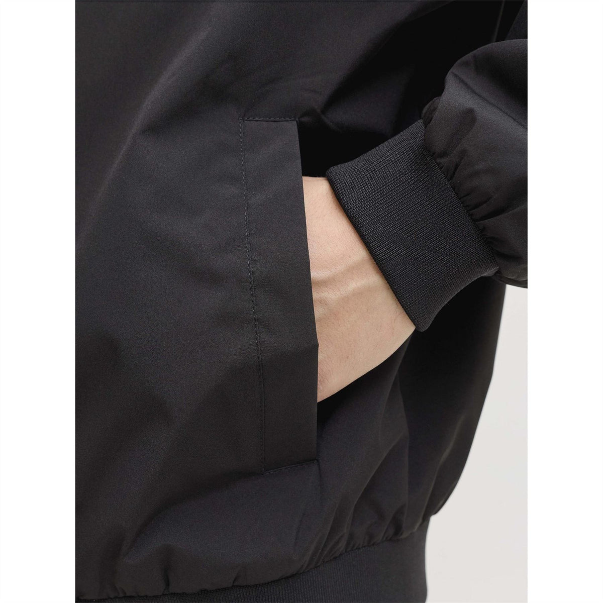 Jack and Jones Two-Way Zipper Ribbed Cuff Solid Bomber Jacket