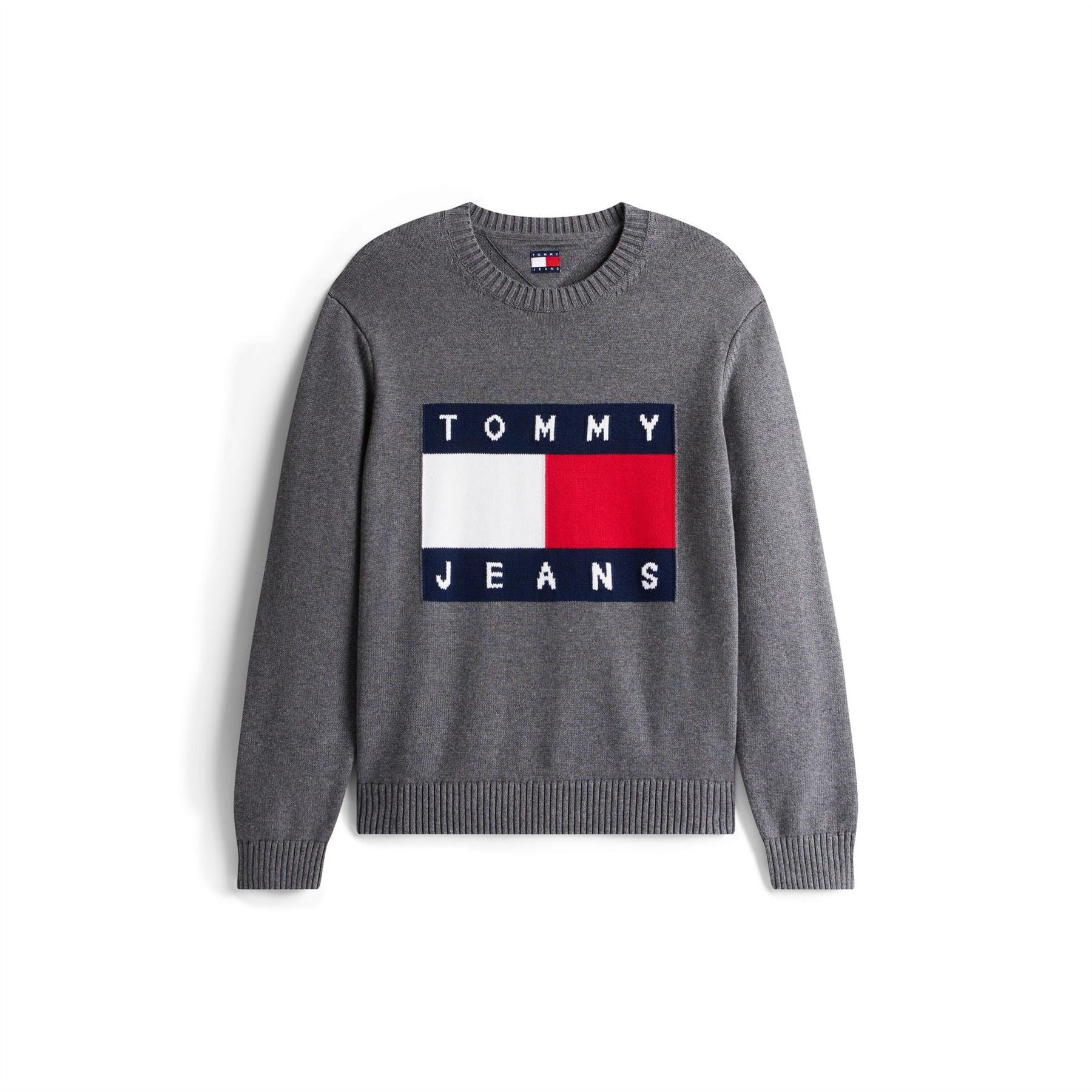 Tommy Jeans Flag Graphic Rib Crew Neck Long Sleeve Sweater