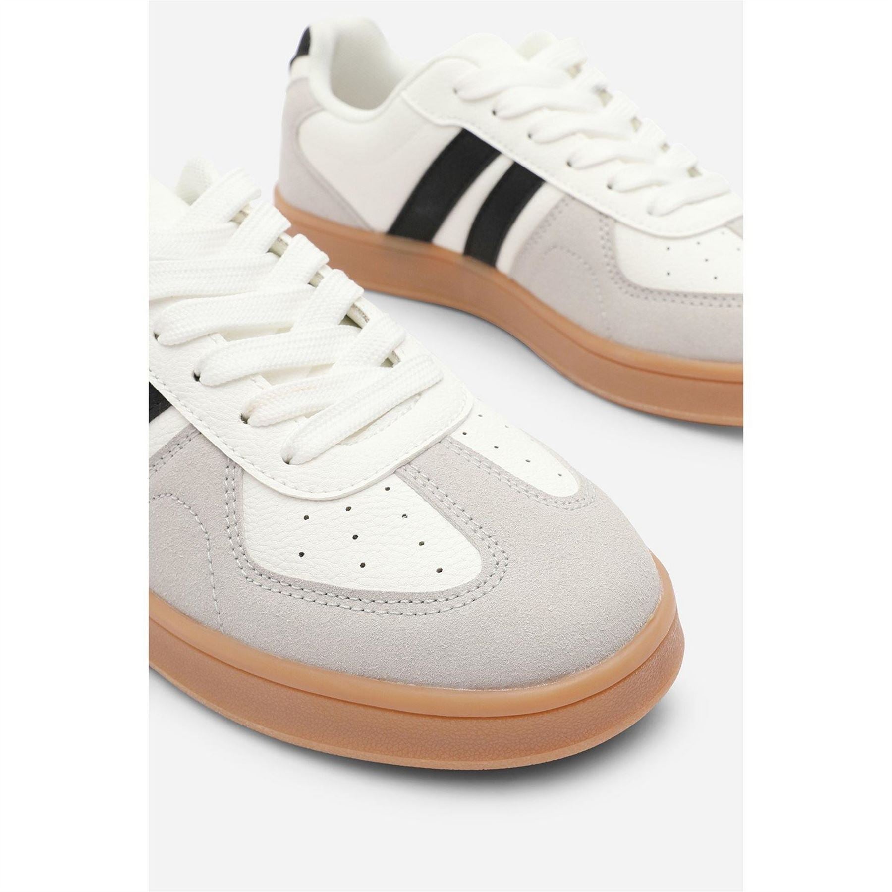 Wheres That From Classic Retro Lace Up Trainer With Black Stripes