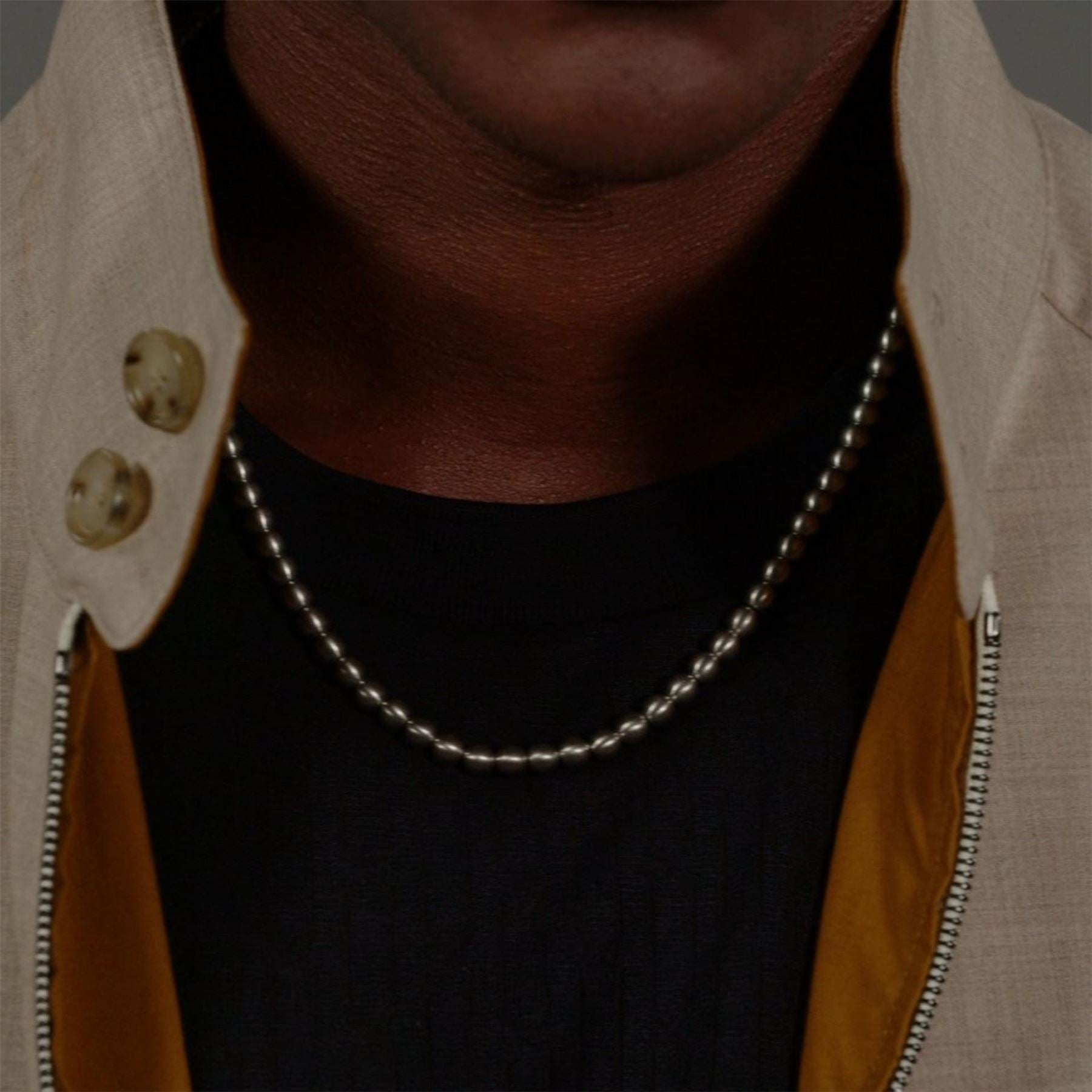 Boss Sphere Metal Necklace, Stainless Steel With Magnetic Closure
