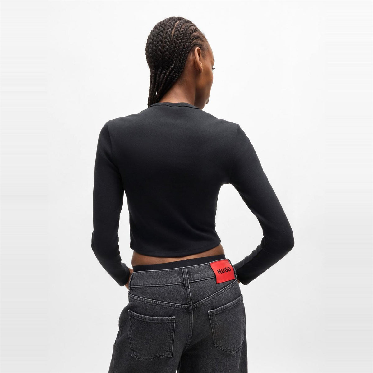 Hugo Cropped Crew Neck Regular Fit T-Shirt