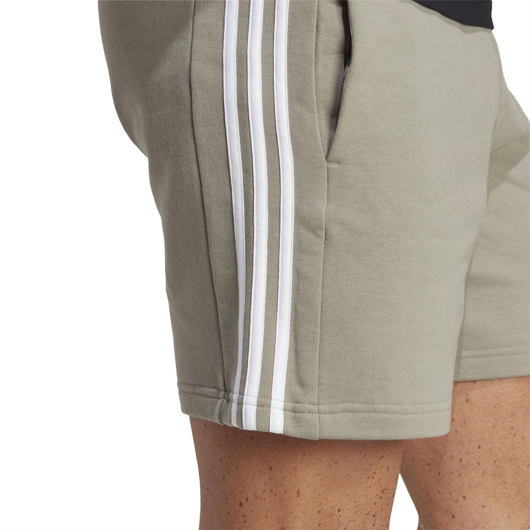 adidas Mens Essentials 3 Stripe Fleece Shorts