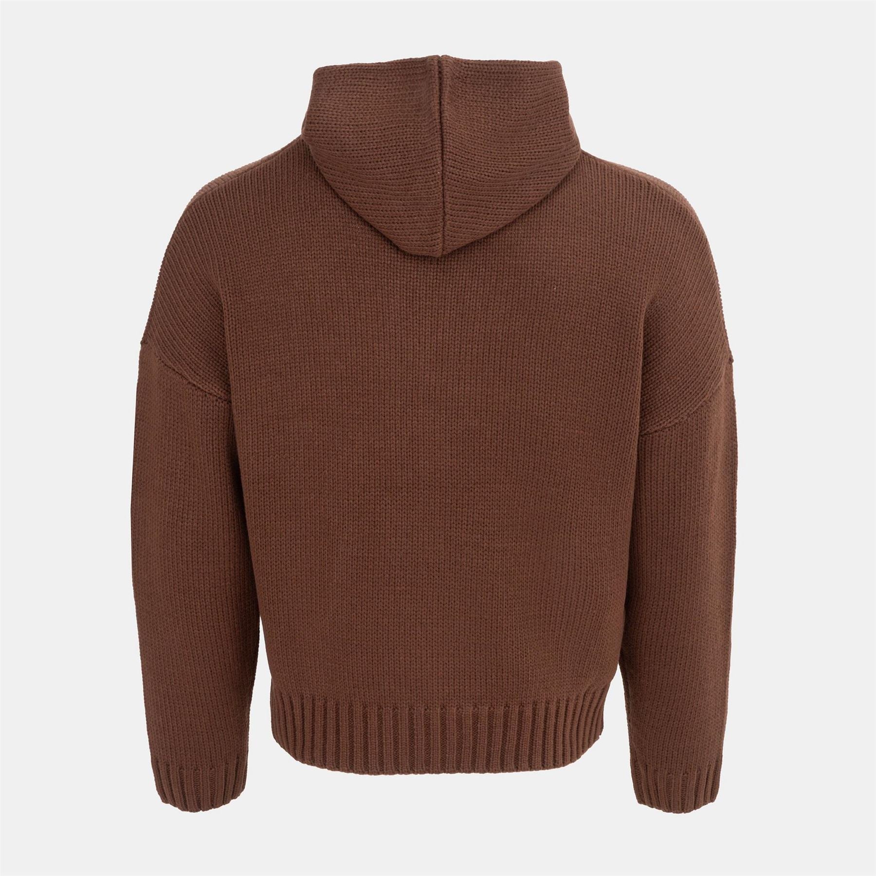 Miso Bow Knit Hooded Neck Long Sleeve Sweatshirt