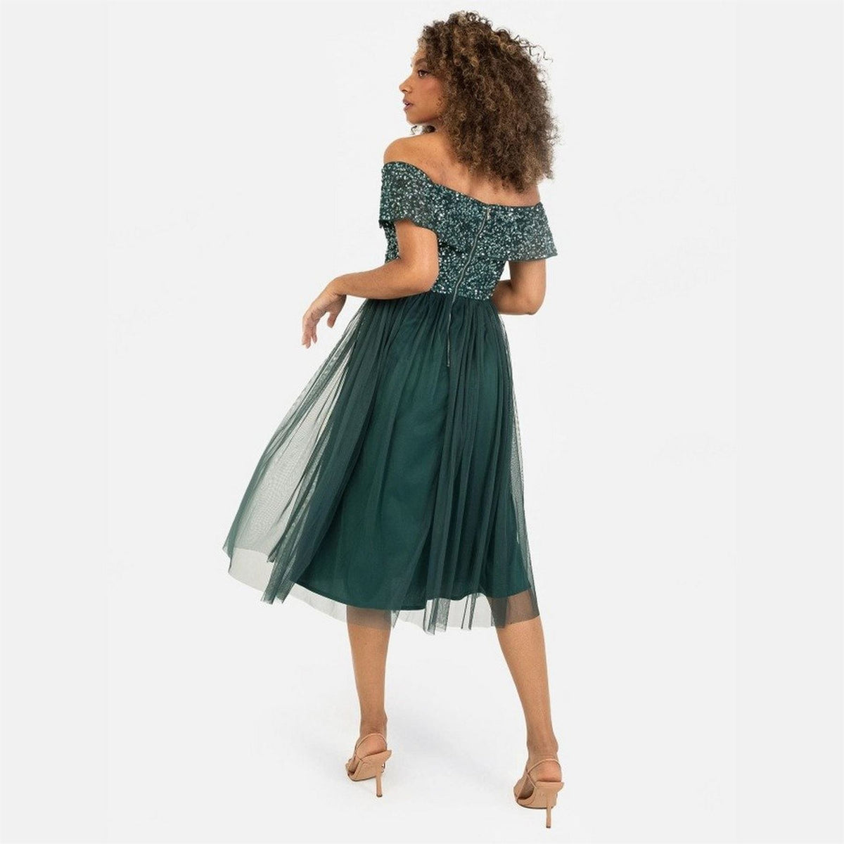 Maya Deluxe De Bardot Off The Shoulder Short Sleeve Midi Babydoll Dress