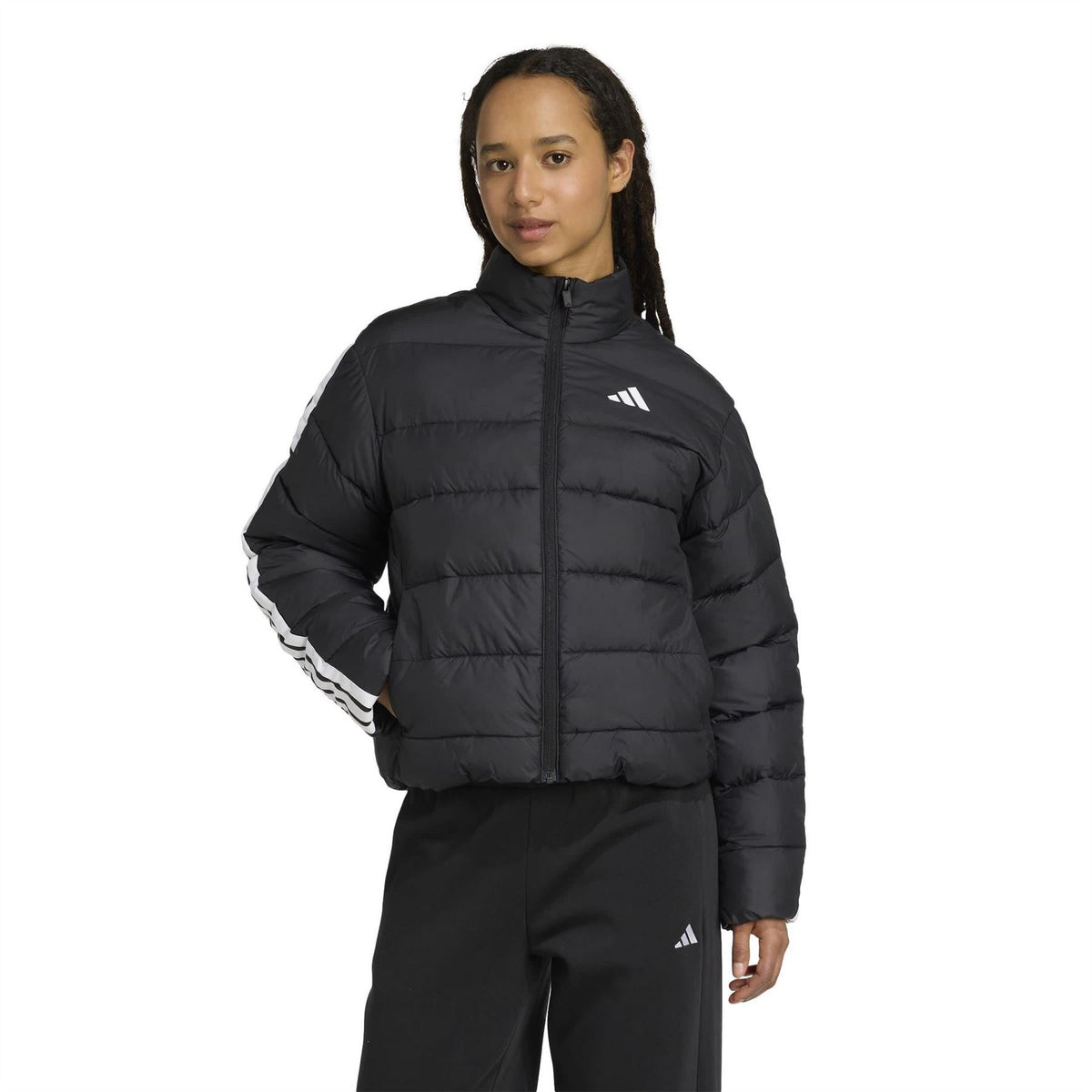 adidas Three Stripes Zipped Pocket Horizontal Stitching Puffer Jacket
