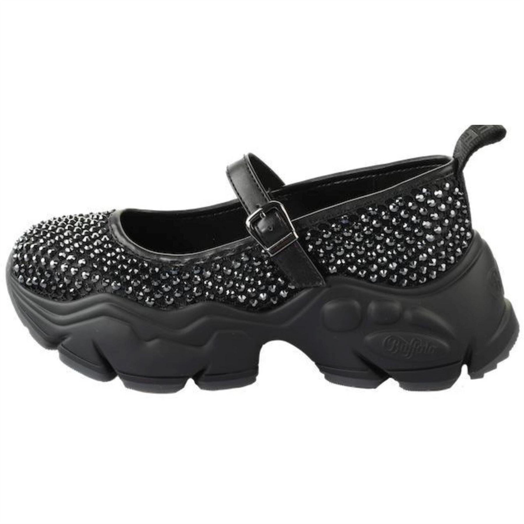 Buffalo Crystal Embellished Platform Mary Jane Ballet Pumps