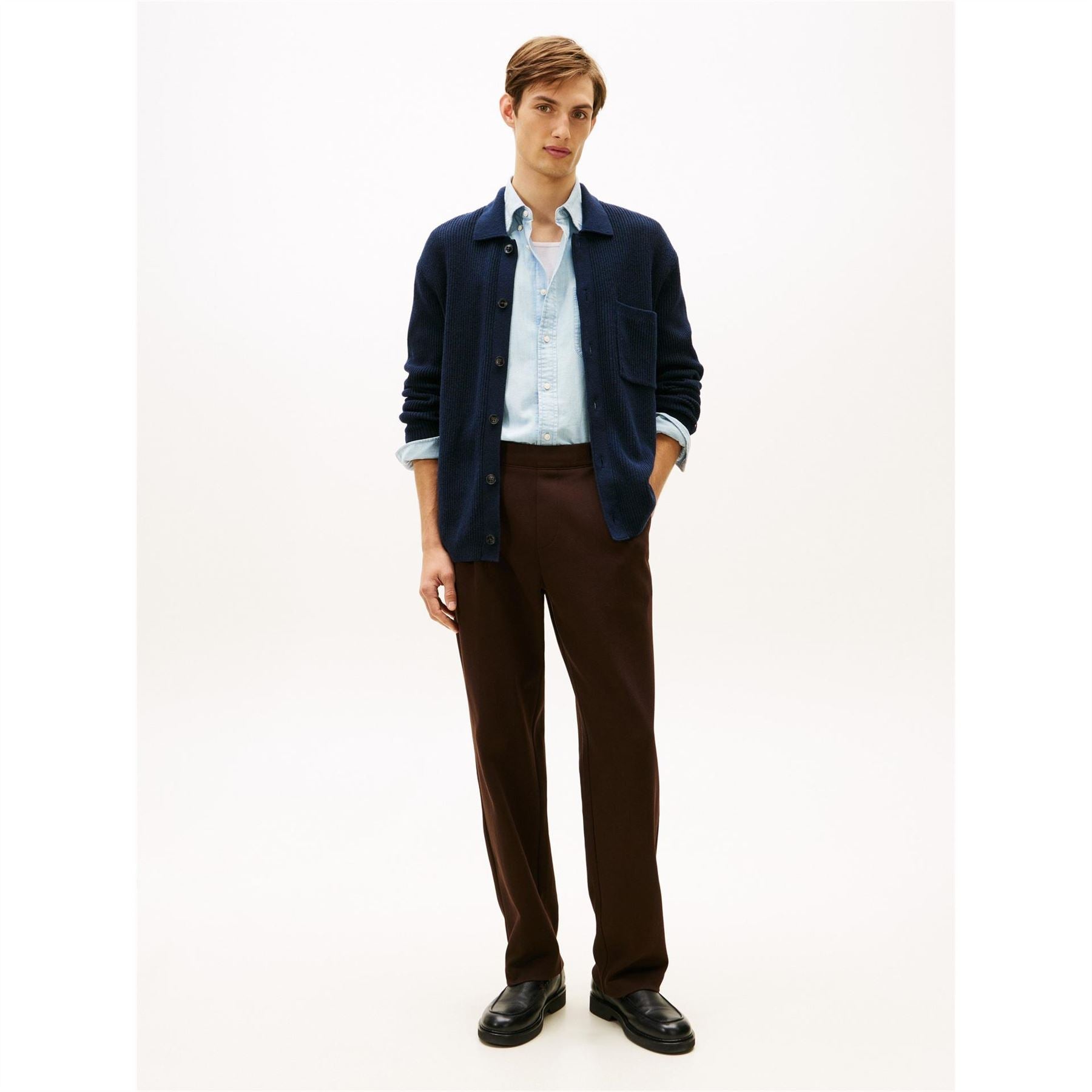 Tommy Hilfiger Collared Neck Long Sleeve Shirt Collar Sweater
