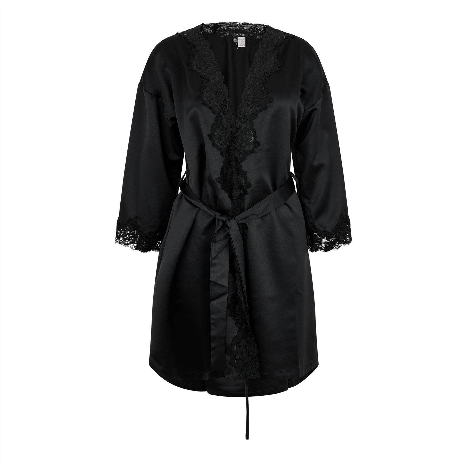 Lauren by Ralph Lauren Lace Trimmed Satin Dressing Gown