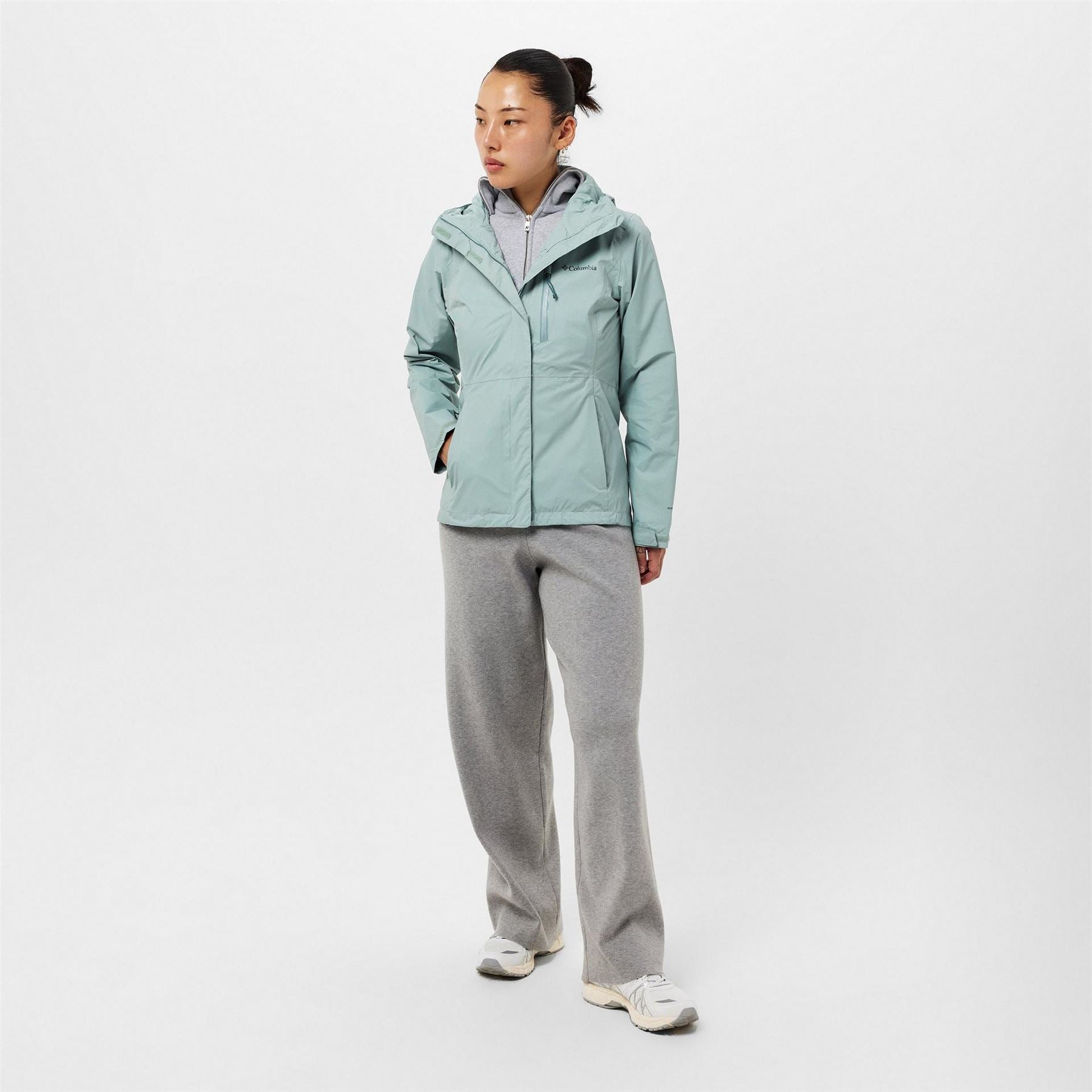 Columbia Pour Solid Patterned Hooded Rain Jacket