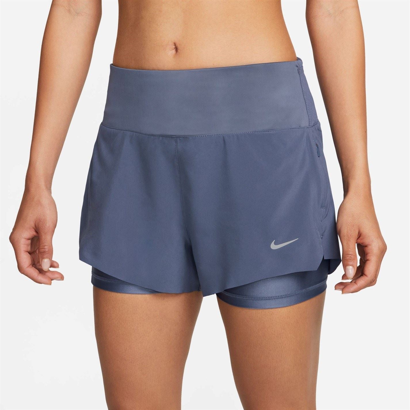 Nike Womens Dri Fit Swift Mid Rise 3 2 In 1 Shorts