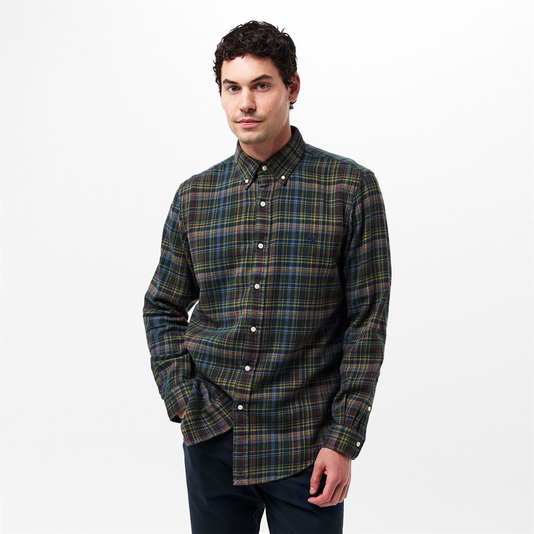 Polo Ralph Lauren Brushed Flannel Button Down Collar Long Sleeve Shirt