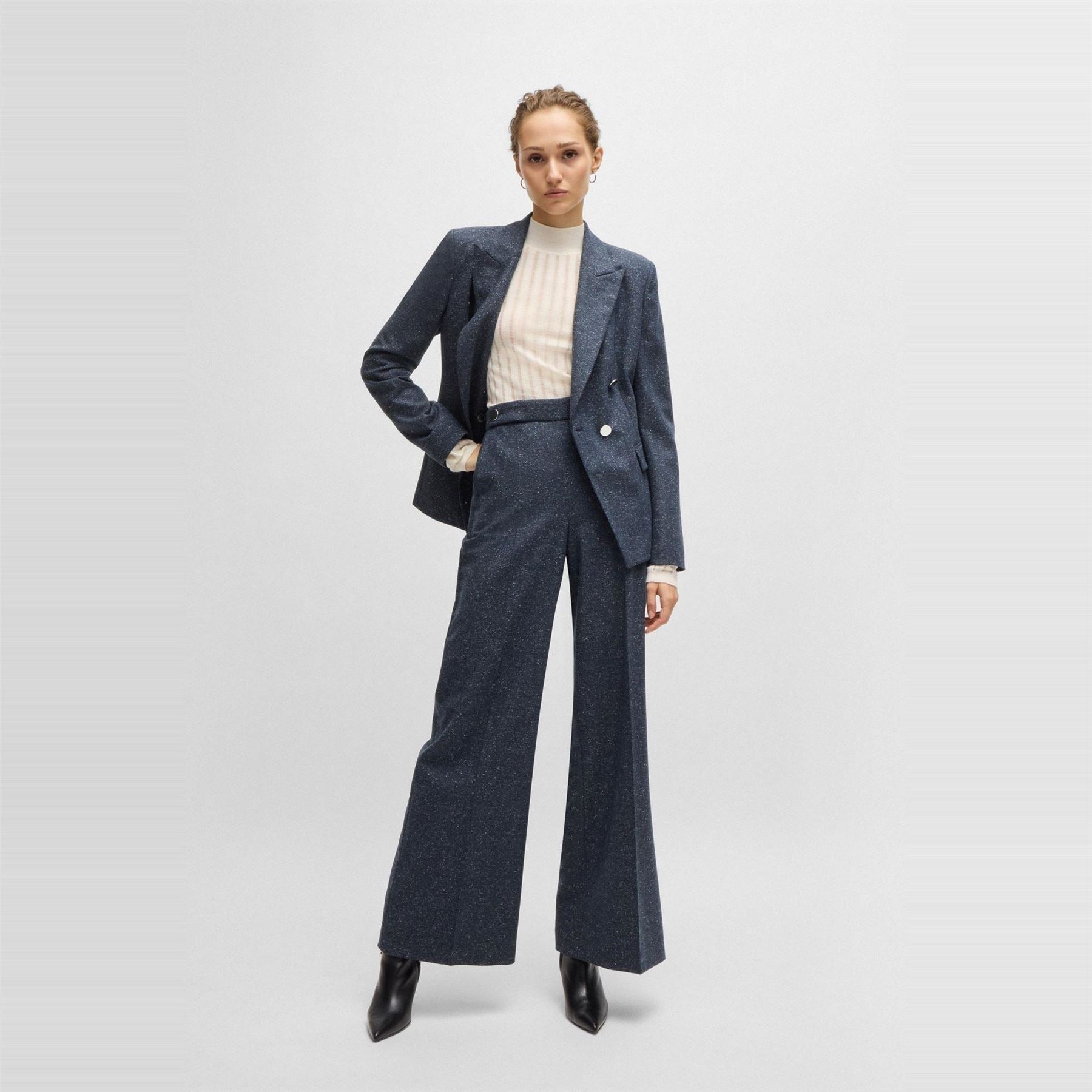 Boss Tupita Heathered Patterned Wide Leg Trousers