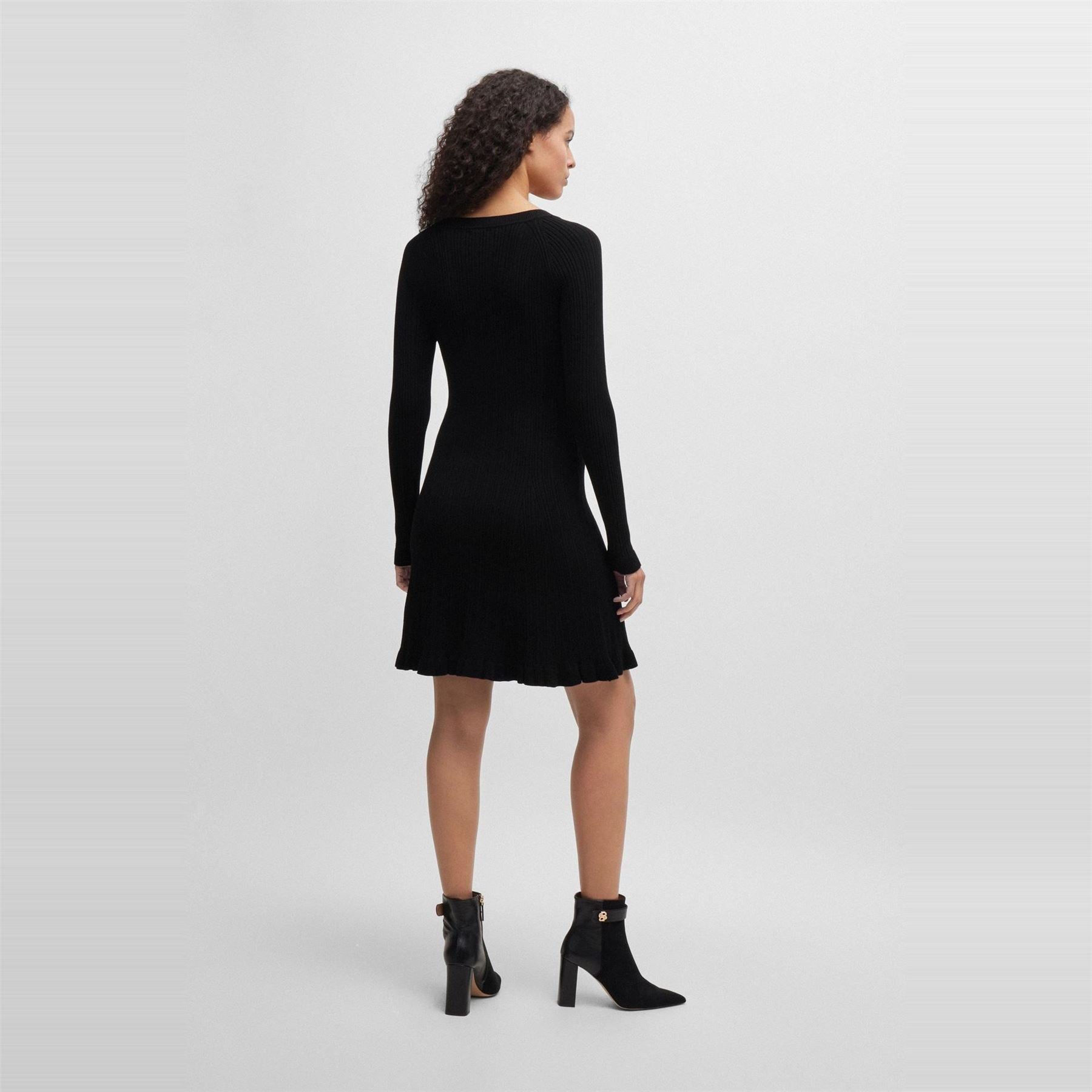 Boss Crew Neck Long Sleeve Knee Length Sweater Dress