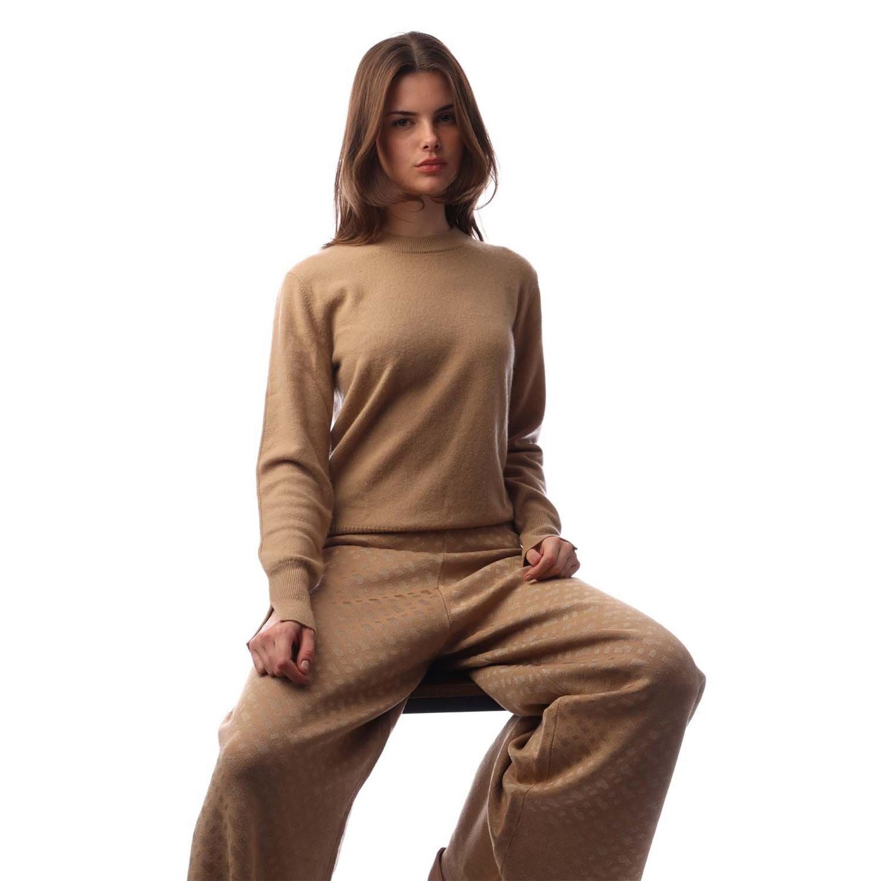 Boss Crew Neck Ribbed Collar Long Sleeve Sweater