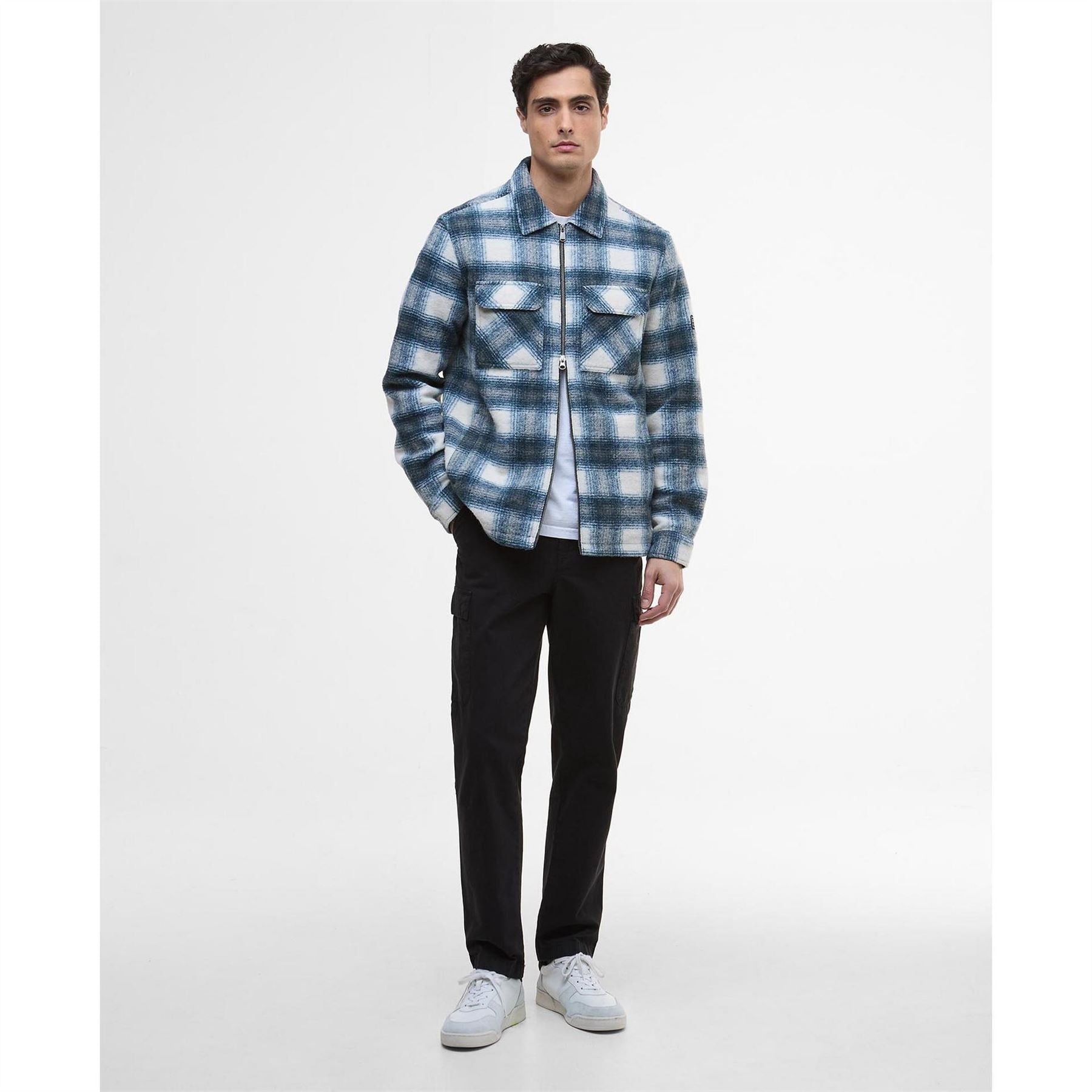 Barbour International Clayton Fleece Check Full Zip Long Sleeve Overshirt