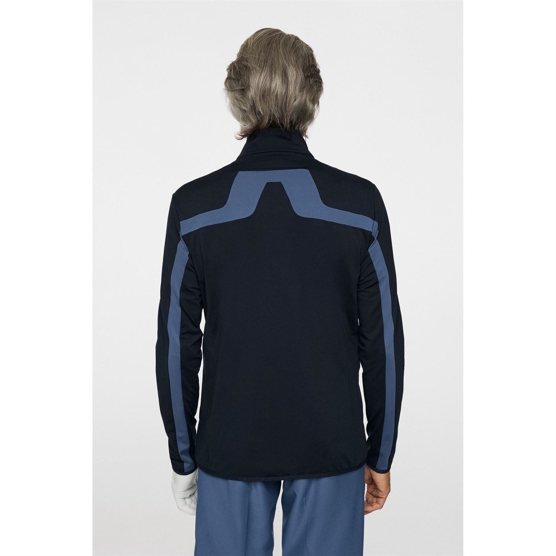 J Lindeberg Golf Jarvis Stripe Patterned Full Zipper Zipped Pocket Fitted Cuff Jacket