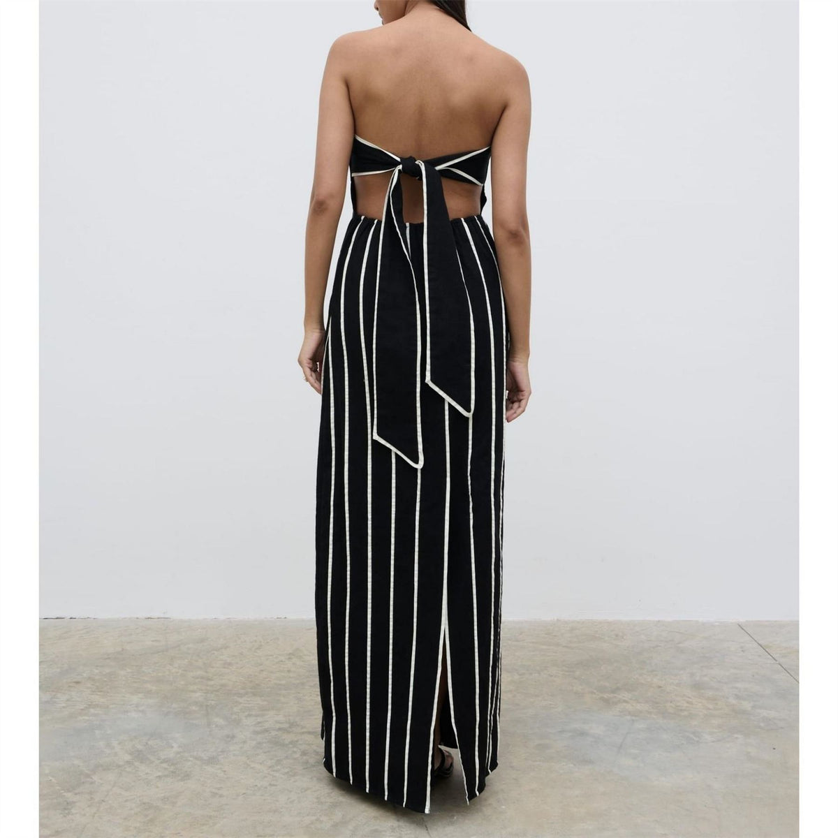 Pretty Lavish Penny Piped Striped Cotton Bandeau Maxi Dress