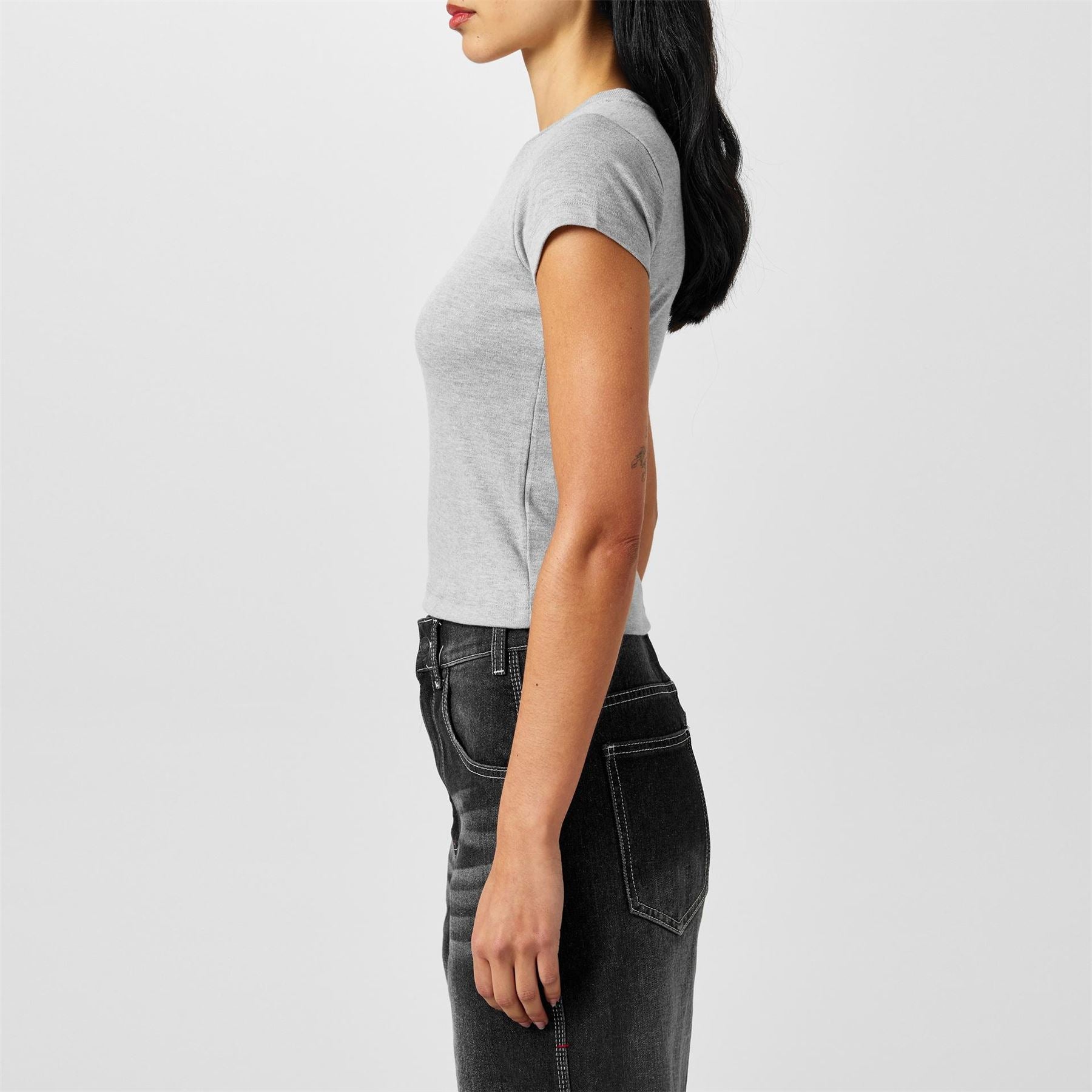 FCUK Cropped Crew Neck Short Sleeve T-Shirt