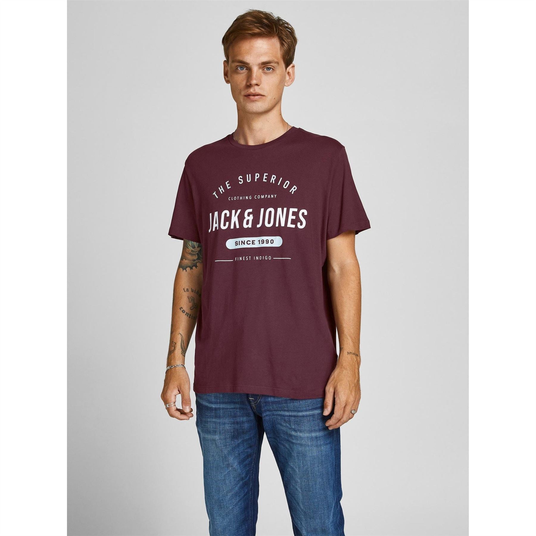 Jack and Jones Mens 5 Pack Short Sleeve T-Shirt