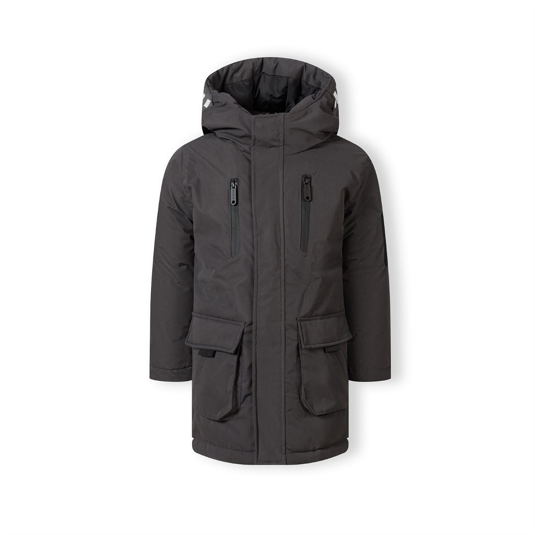 Minoti Boys Utility Style Jacket With Pockets Quilted Lining Grey