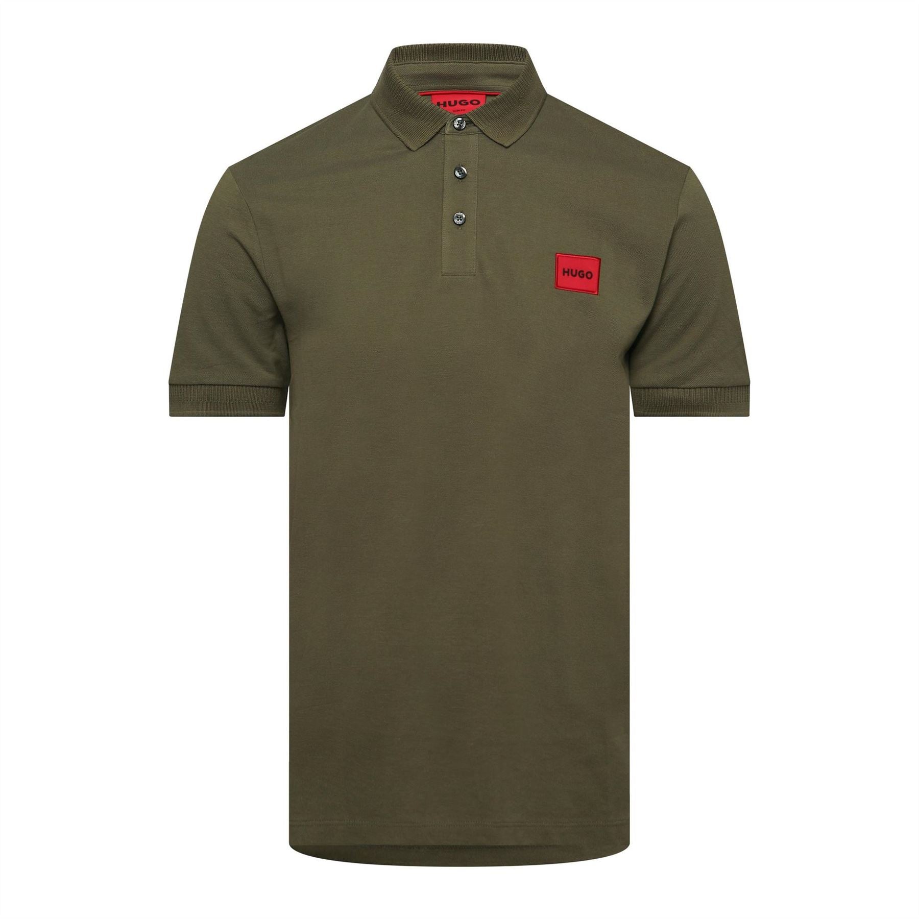 Hugo HUGO Deruso Short Sleeve Polo Shirt with Logo Detail and Ribbed Collar   Premium Cotton