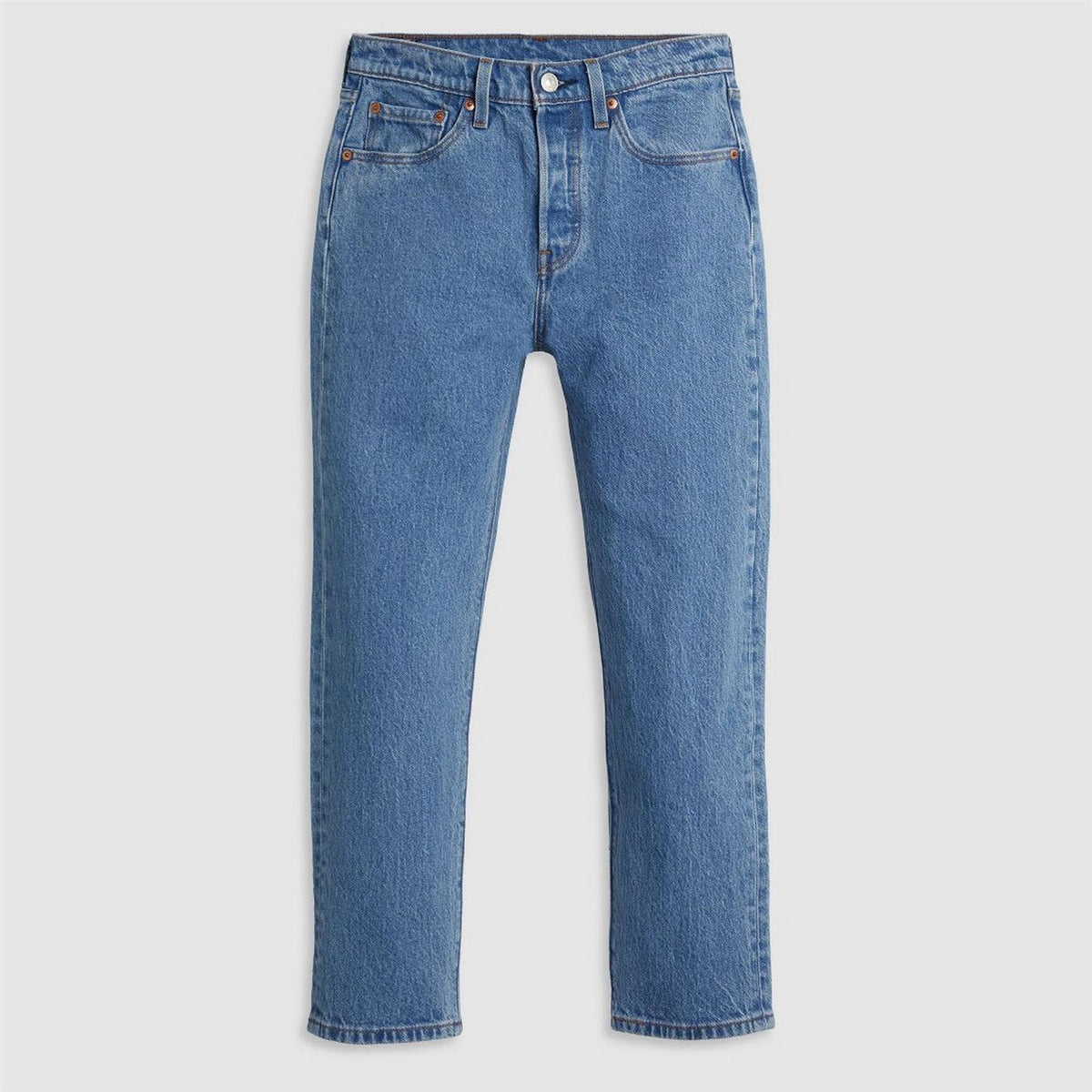 Levis 501 Cropped Mid Rise Cotton Straight Leg Jeans