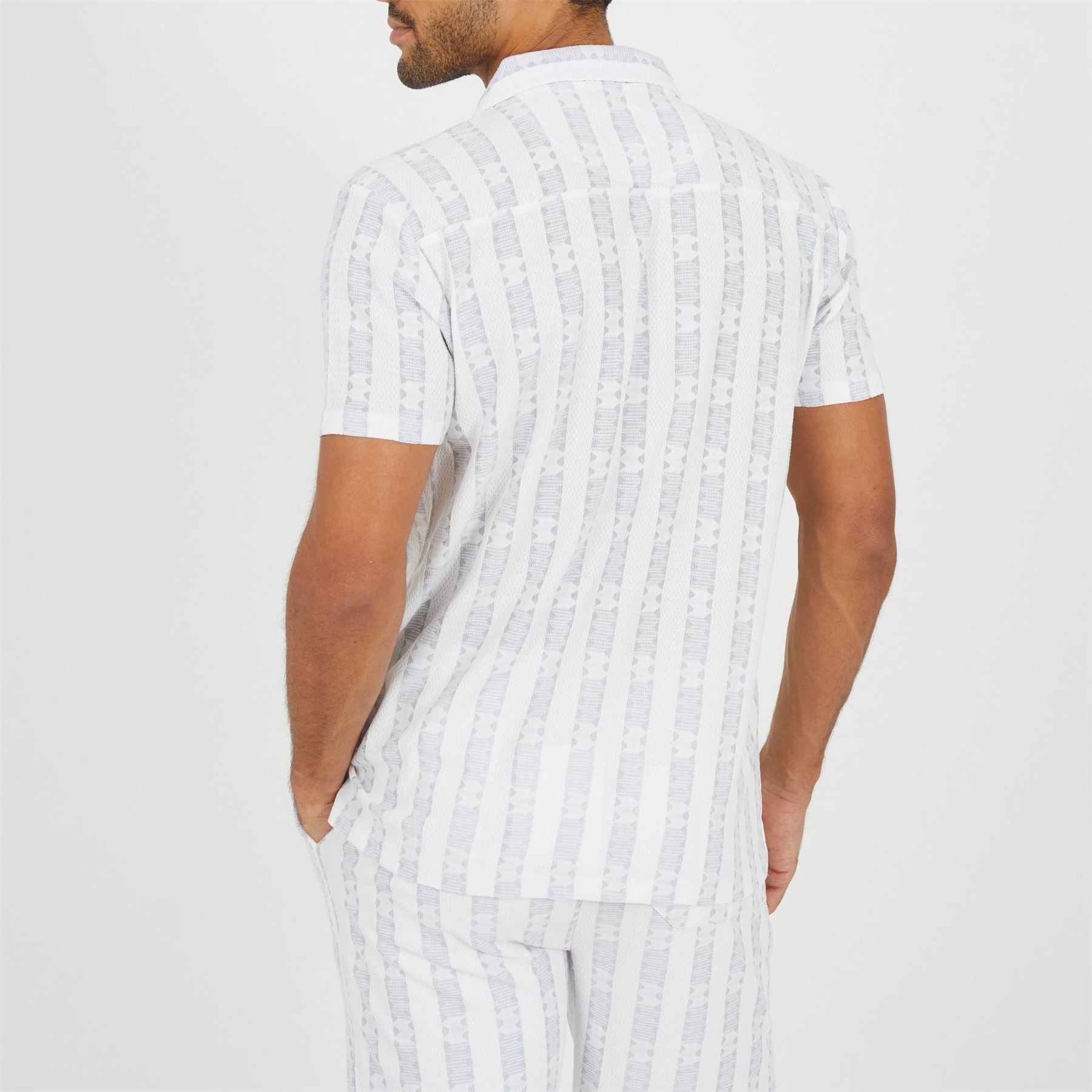 Brave Soul Mens Open Collar Short Sleeve Shirt With Stripe Pattern