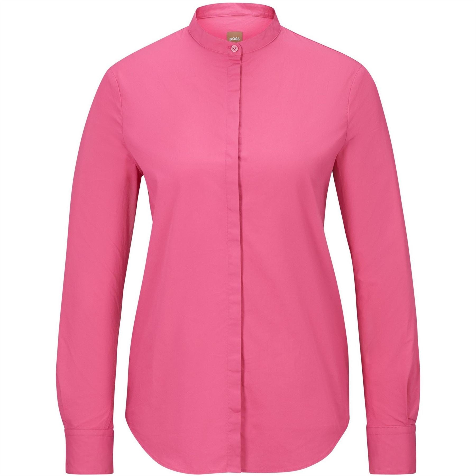 Boss Regular Fit Long Cuff Sleeve Band Collar Blouse