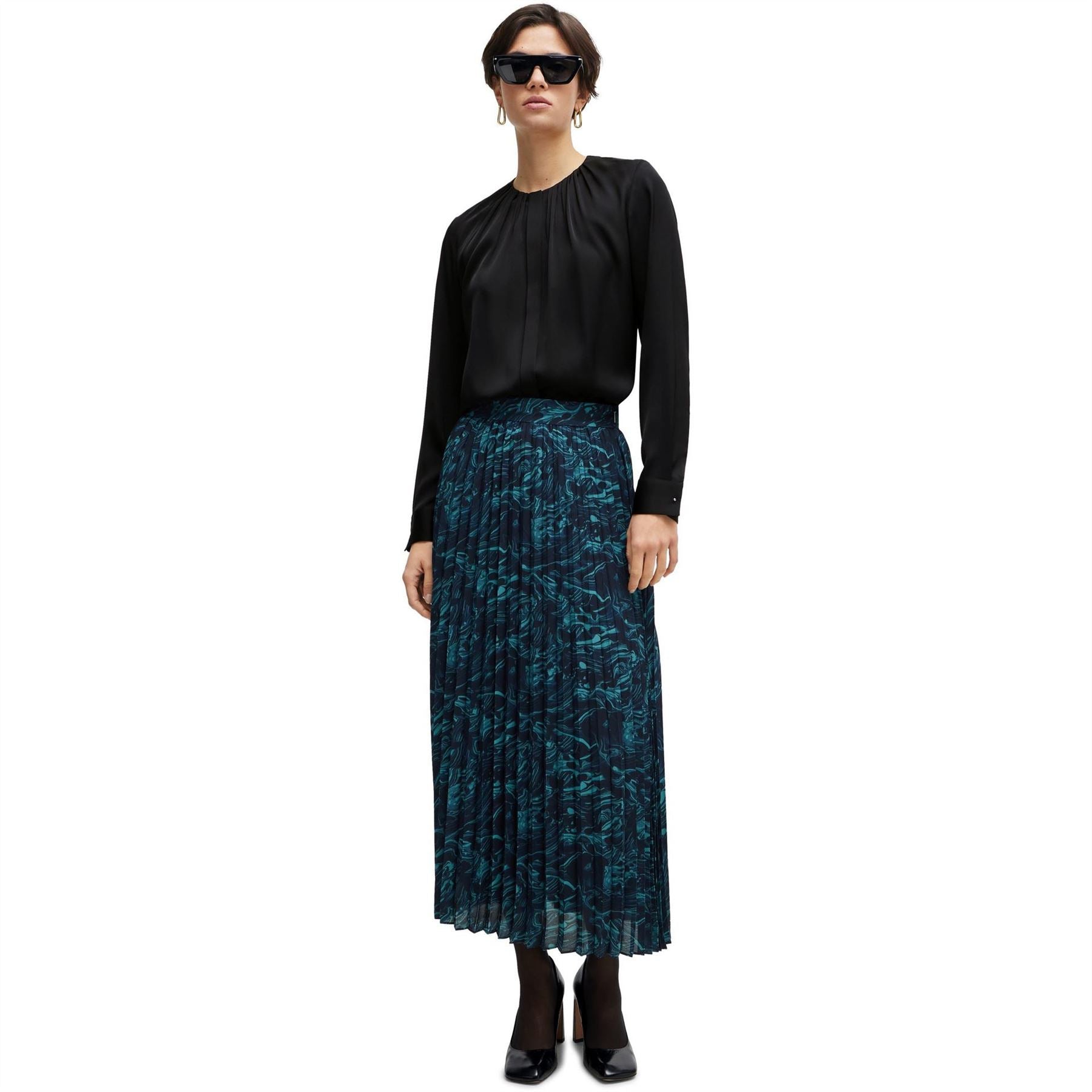 Boss 10256712 Midi Marble Patterned A-Line Skirt