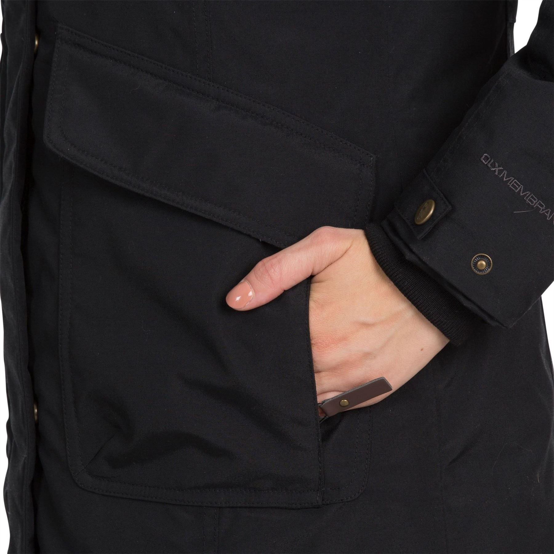 DLX Bettany Solid Patterned Hooded Ribbed Cuff Down Jacket