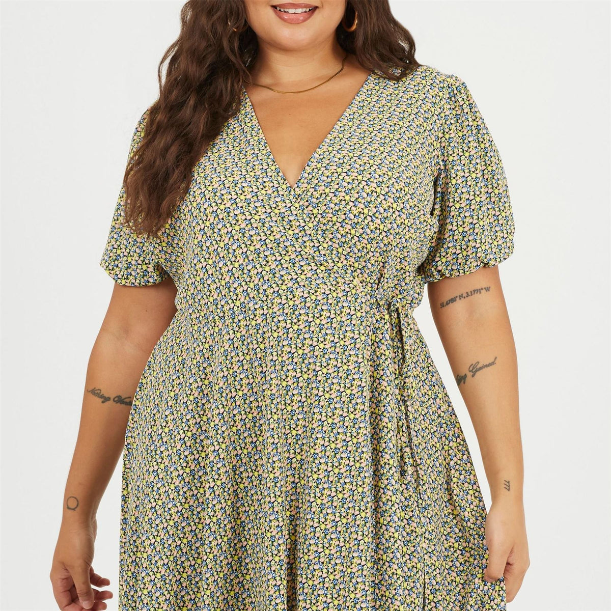 Brave Soul Plus Size Wrap Midi Dress With Floral Print