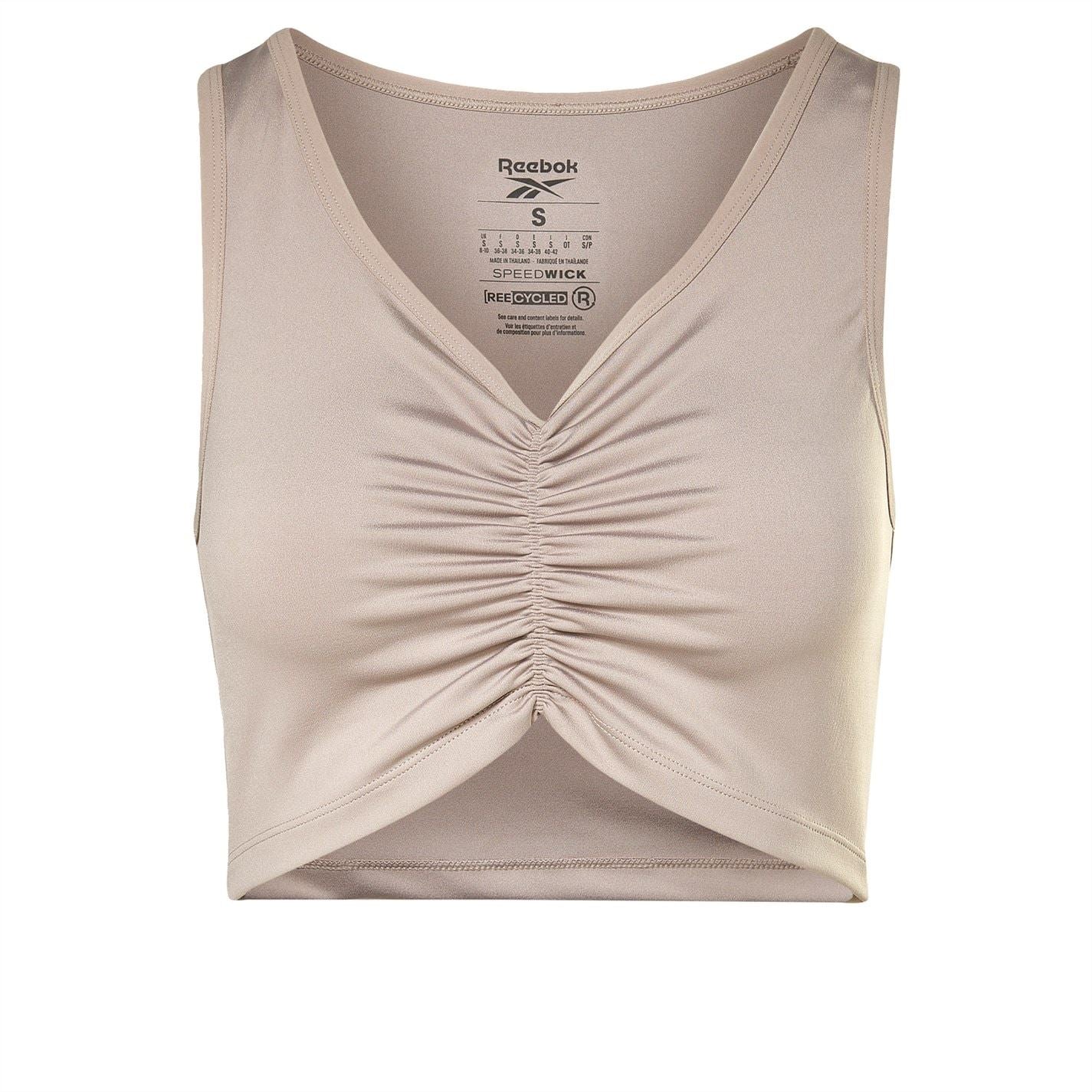 Reebok Womens Ruched Cropped Tank Top