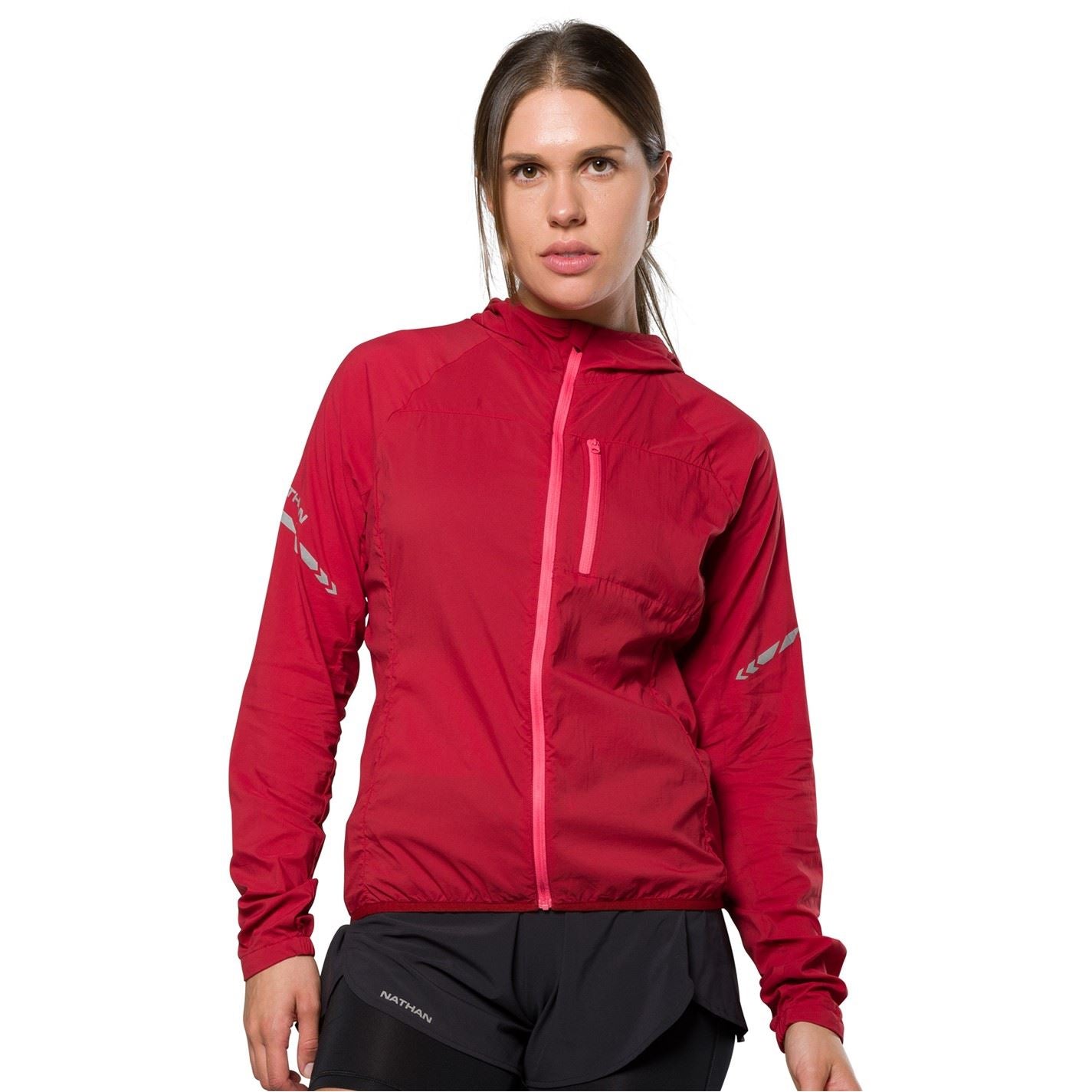 Nathan Stlt 2.0 Solid Patterned Hooded Drawstring Running Jacket with Reflective Ribbon