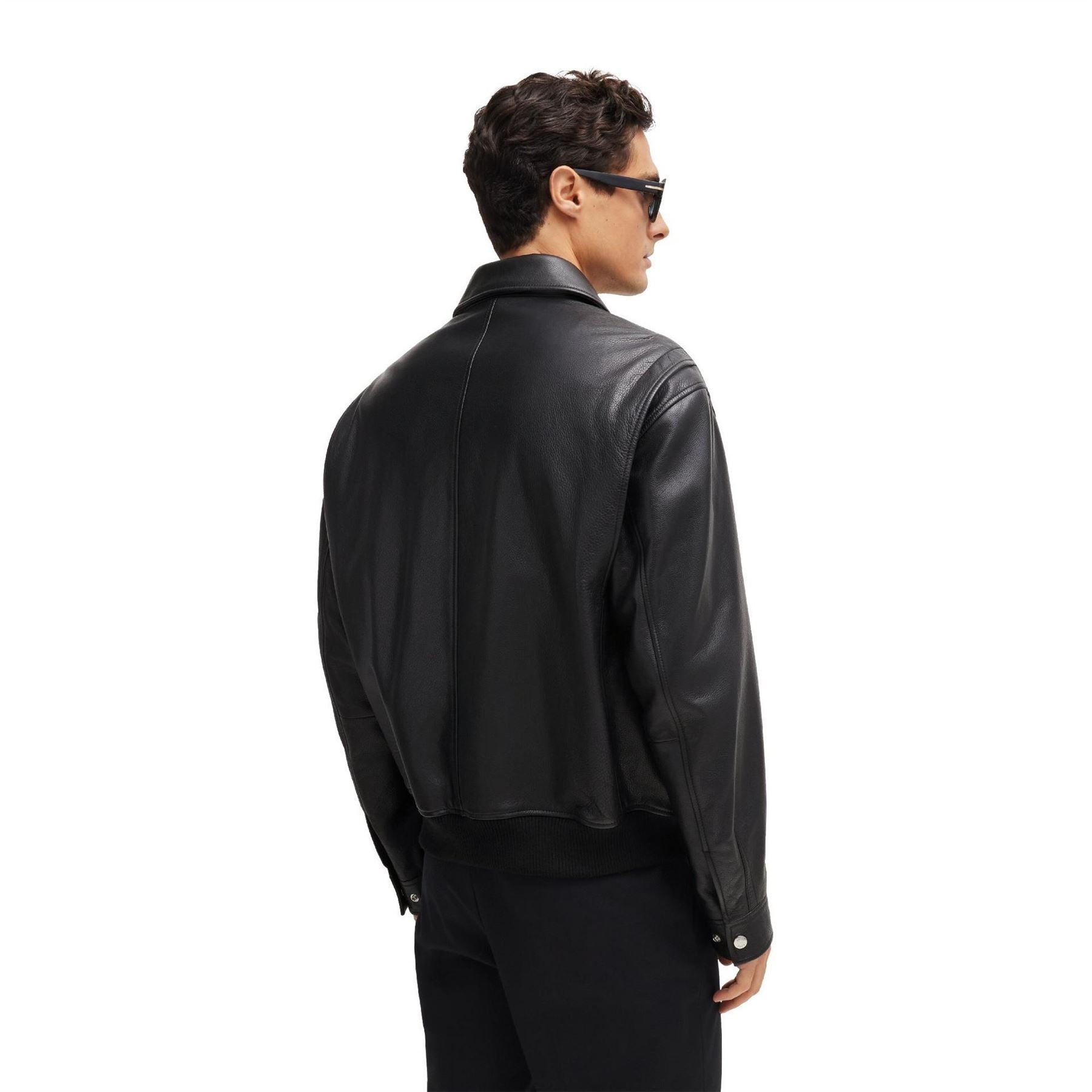 Boss Merwyn Solid Patterned Zipped Pocket Point Collared Jacket