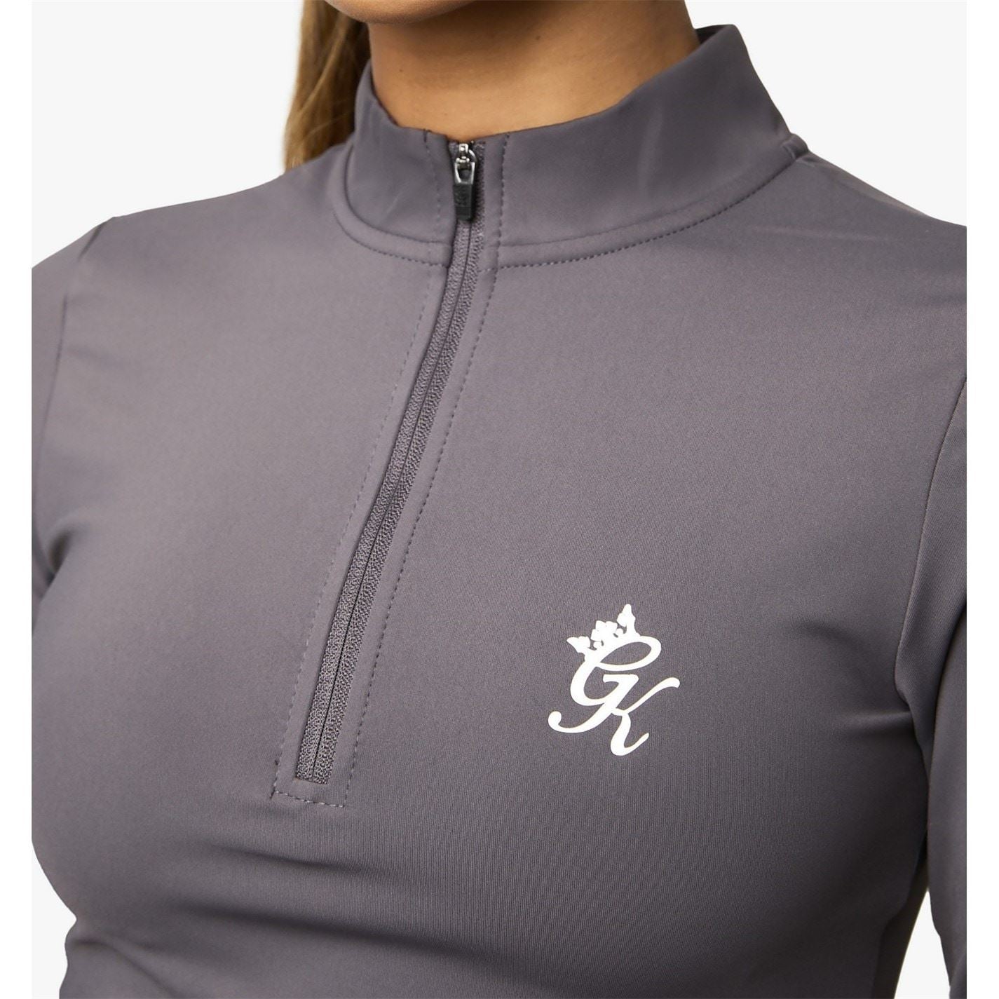 Gym King Impact Quarter Zip Funnel Black Crop Top