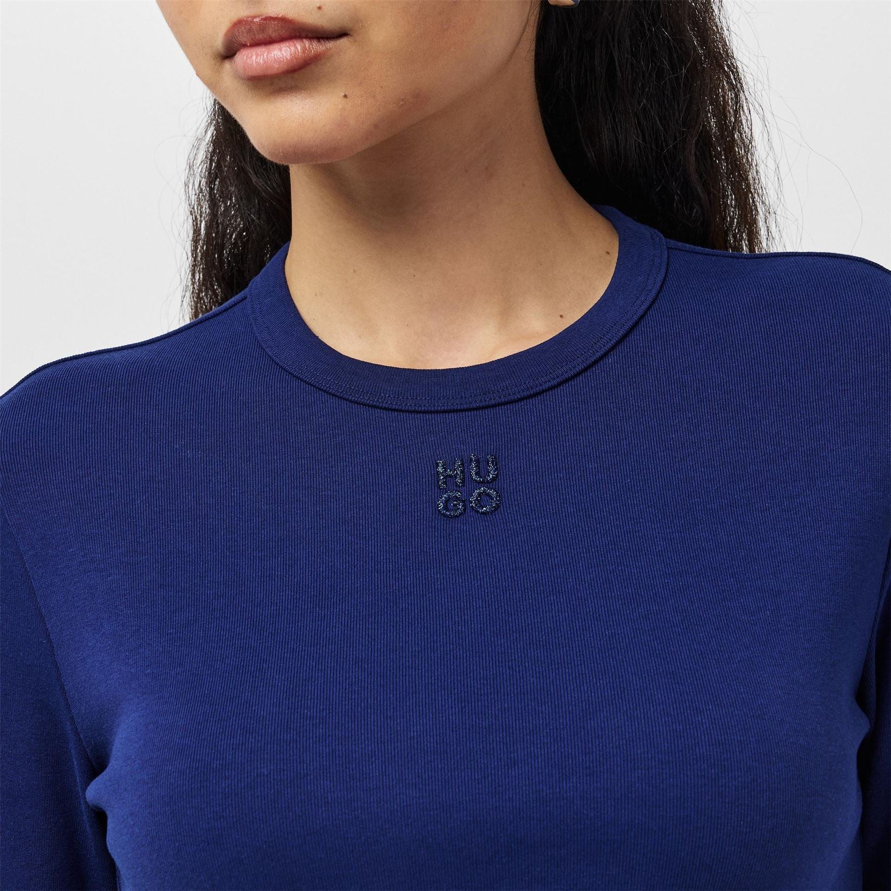 Hugo Cropped Crew Neck Regular Fit T-Shirt