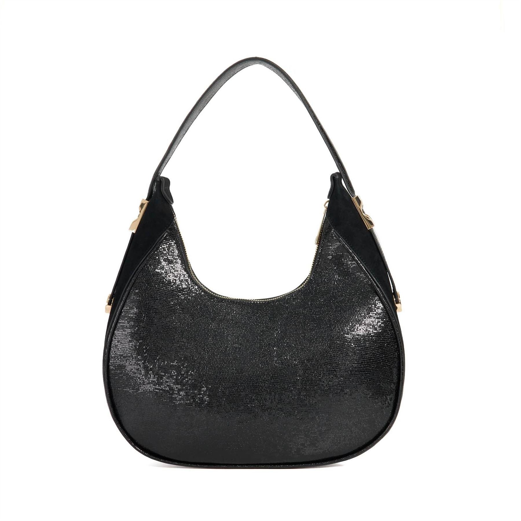 Dune London Dedicated Textured Crescent Hobo Bag Gold Tone