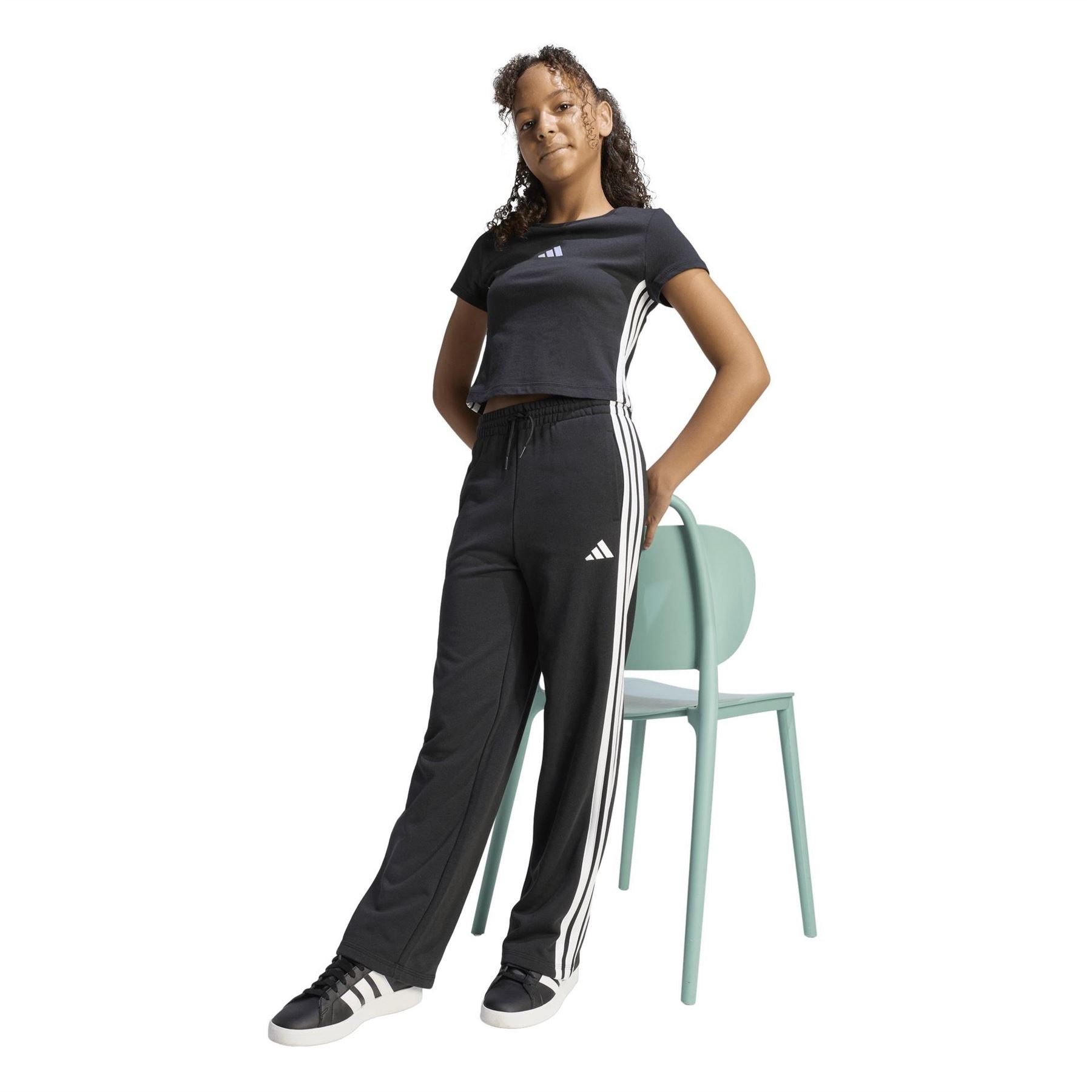 adidas Wide Leg Open Hem Fleece Joggers