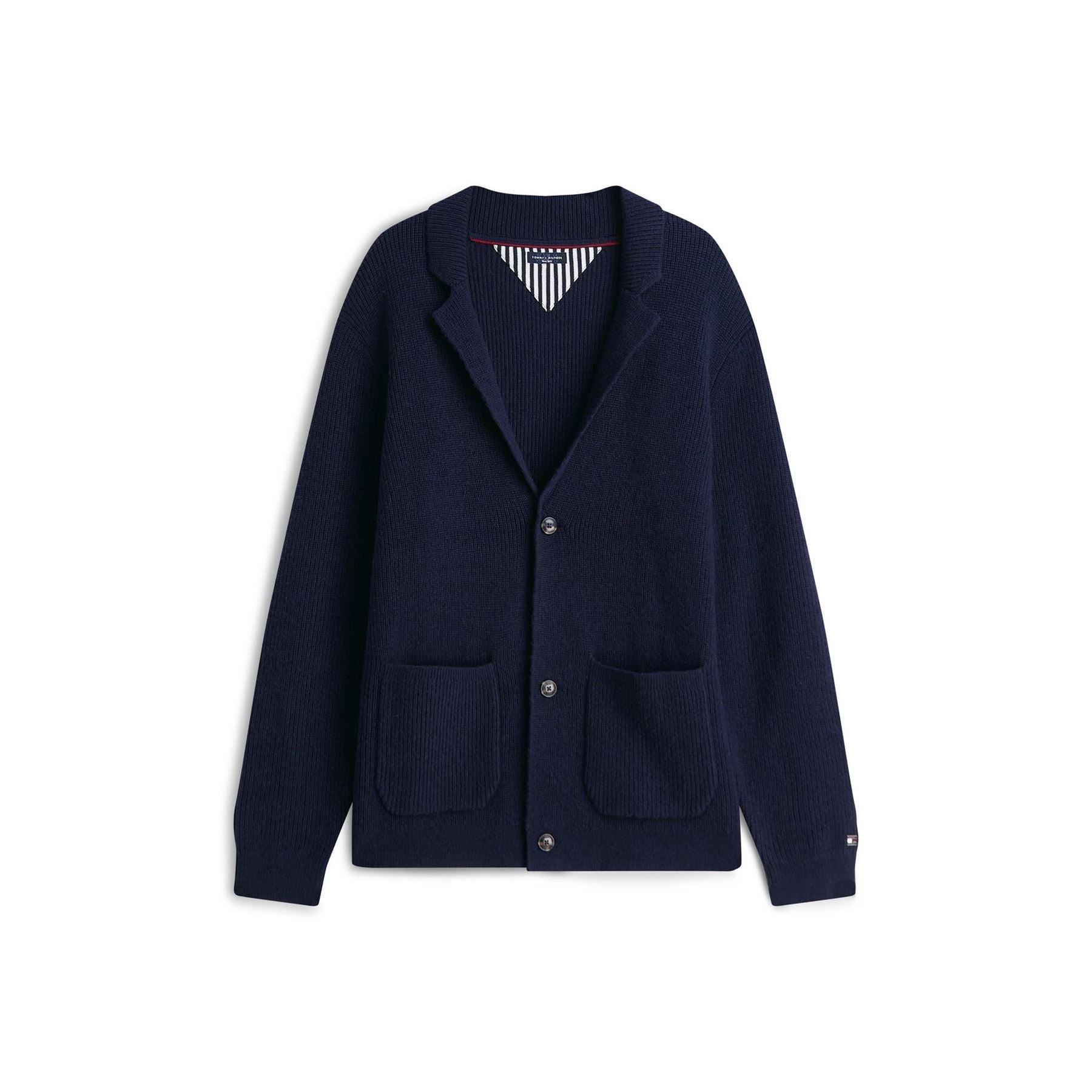 Tommy Hilfiger Ny V Neck Fine Knit Wool Relaxed Fit Cardigan