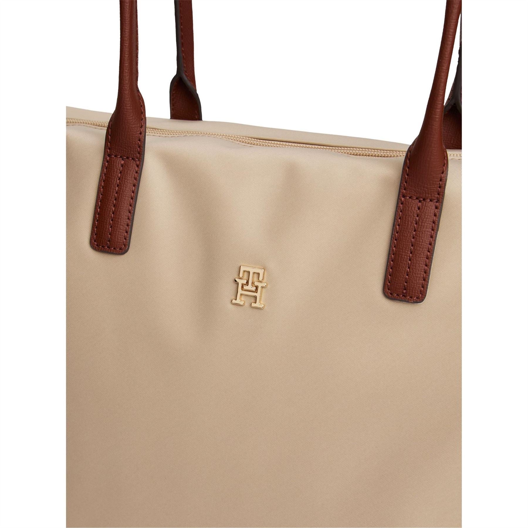 Tommy Hilfiger Popette Trapezoid Shape Tote Bag with Gold Tone Hardware
